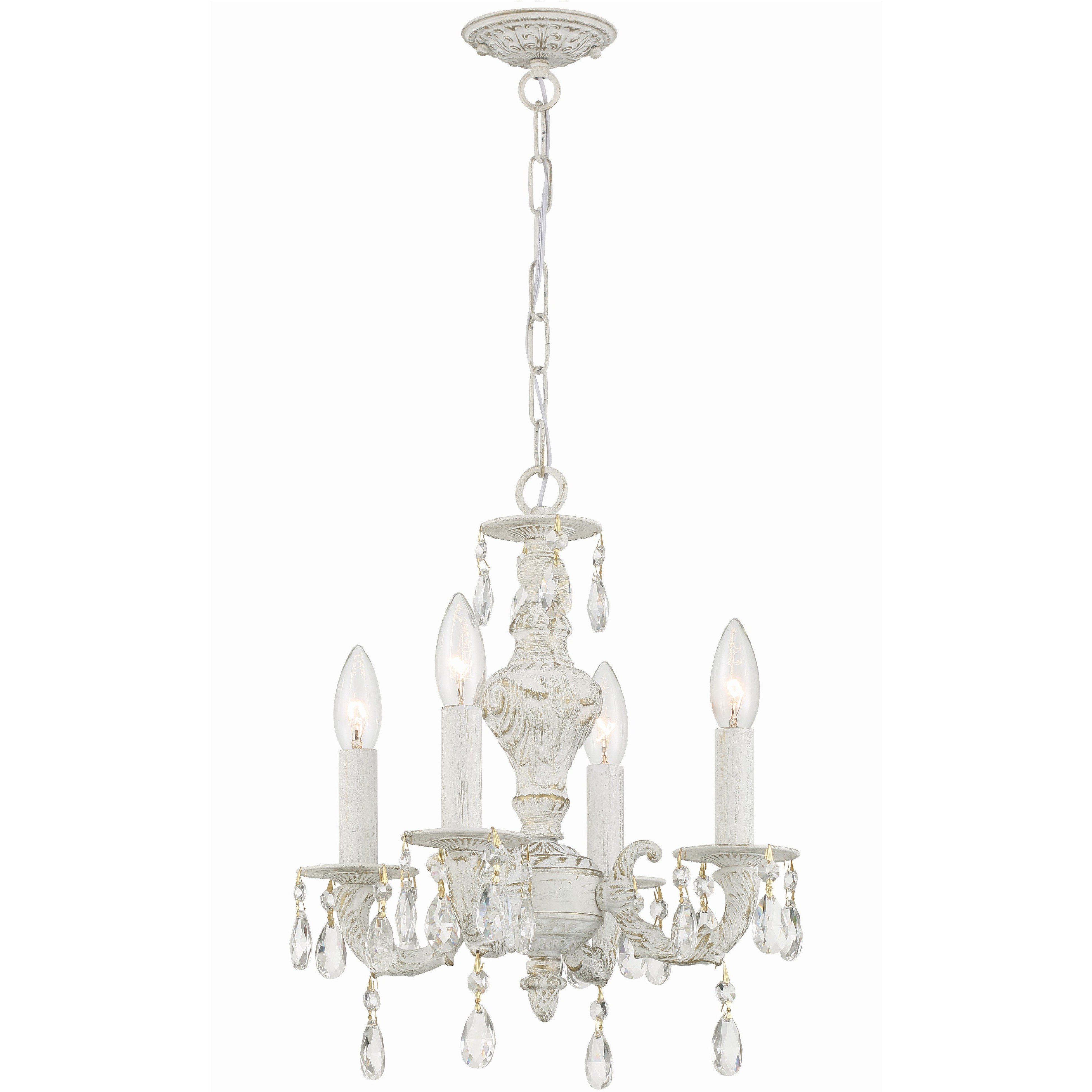 Paris Market 4 Light 13.5 inch Antique White Mini Chandelier Ceiling Light in Clear Hand Cut