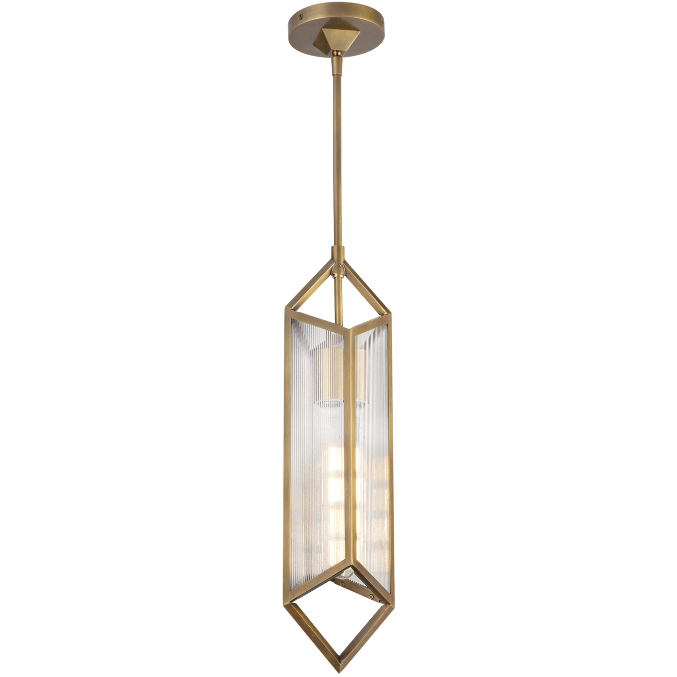 Cairo 1 Light 5.13 inch Ribbed Glass/Vintage Brass Pendant Ceiling Light
