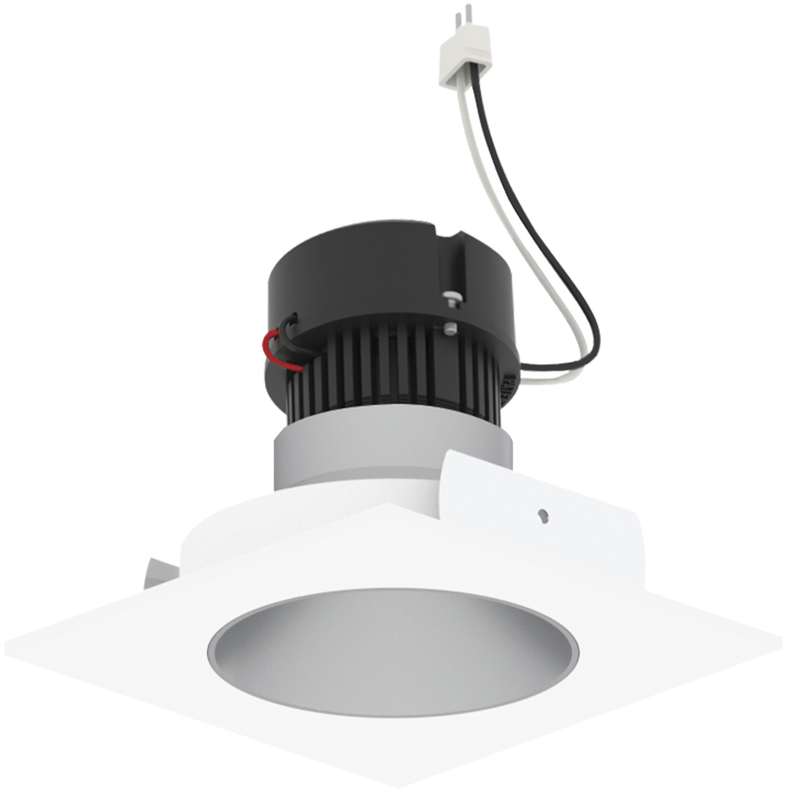 Pearl Haze Reflector / Bright White Flange LED Square Retrofit Reflector with Round Aperture in 3000K, Haze / Bright White, 4" Retrofit