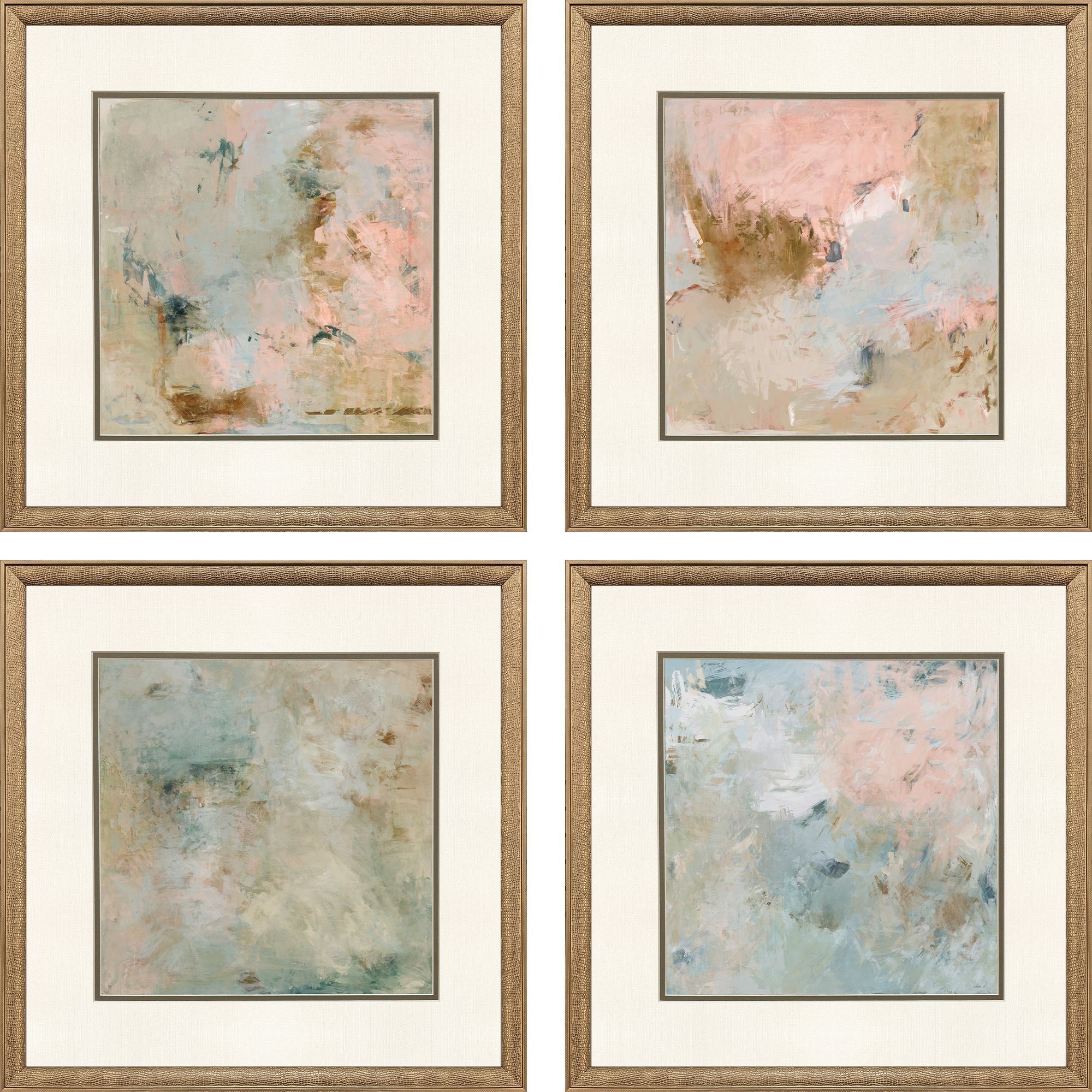 Chateau Beachside Gray and Green and Multi and Pink Framed Art