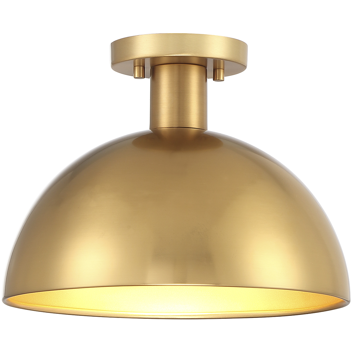 Vintage 1 Light 12 inch Natural Brass Semi-Flush Ceiling Light