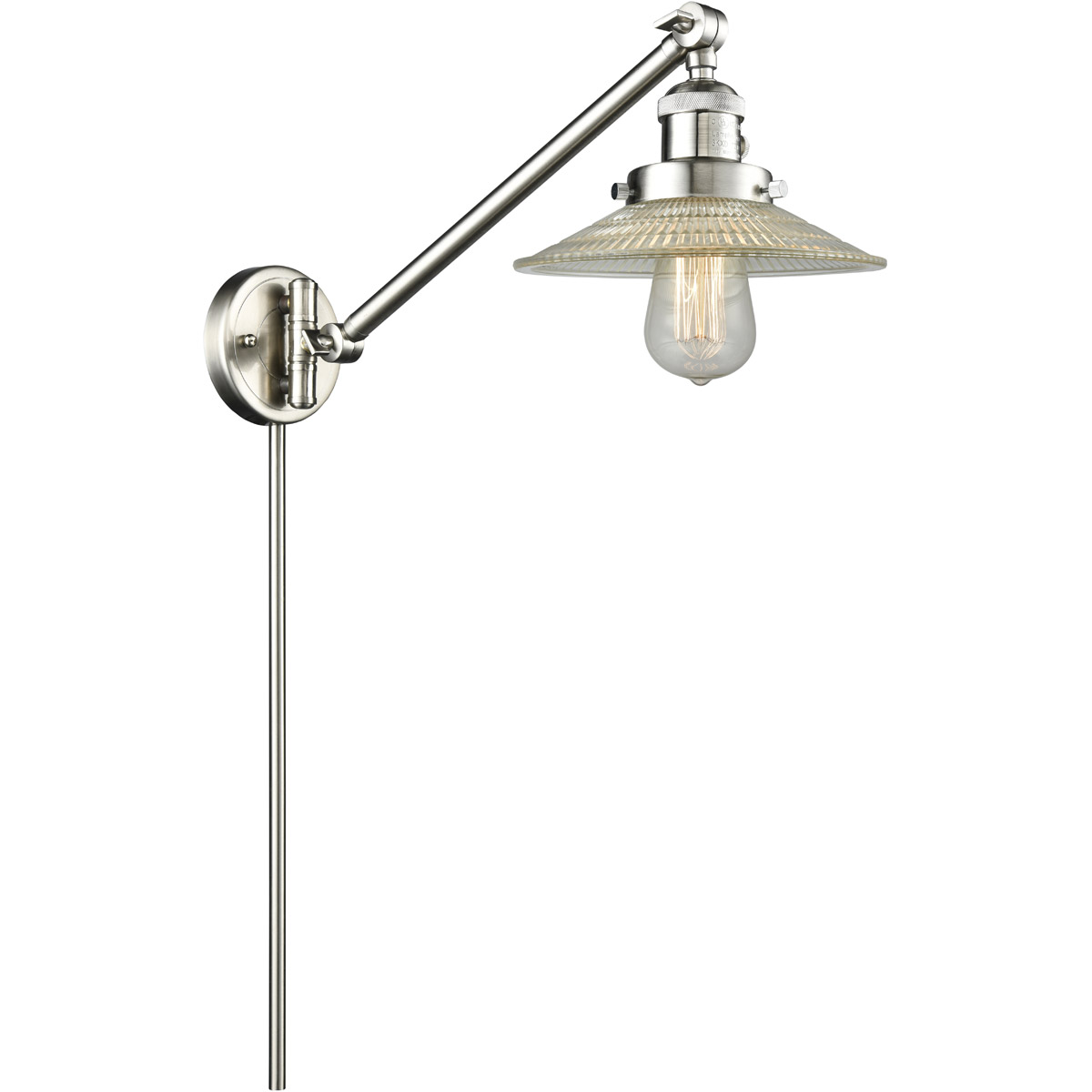 Halophane 21 inch 60.00 watt Satin Nickel Swing Arm Wall Light, Franklin Restoration