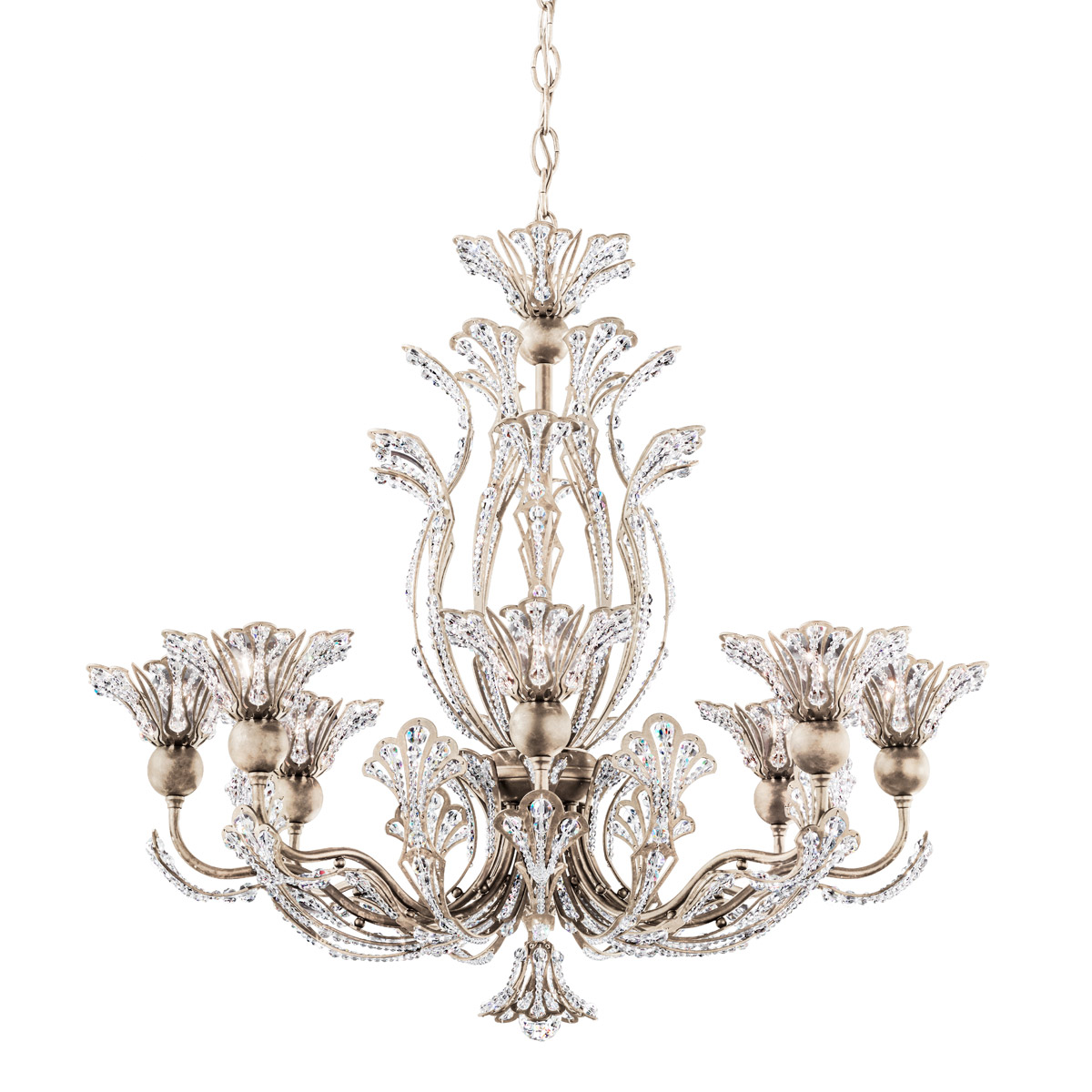 Rivendell 8 Light Antique Silver Chandelier Ceiling Light in Radiance