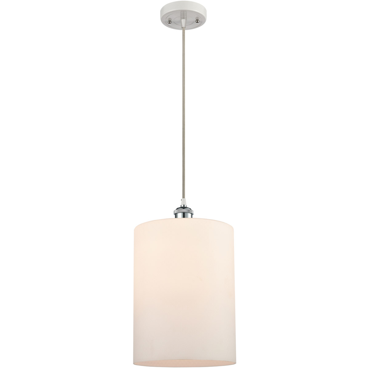 Ballston Large Cobbleskill LED 9 inch White and Polished Chrome Mini Pendant Ceiling Light in Matte White Glass, Ballston