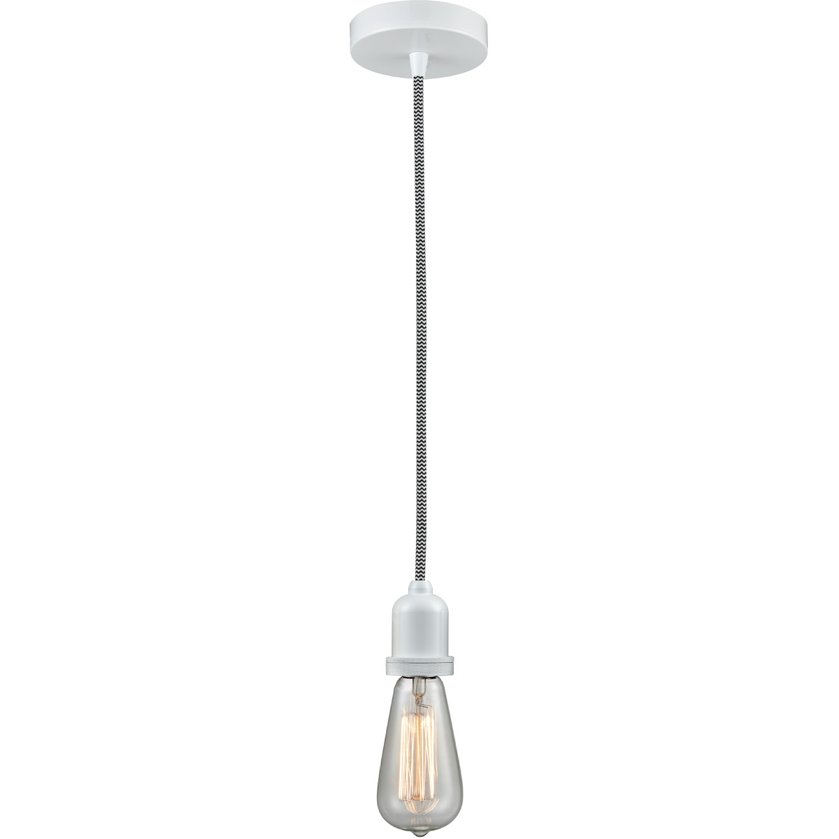 Whitney Bare Bulb 1 Light 2 inch White Mini Pendant Ceiling Light in Zebra, Whitney