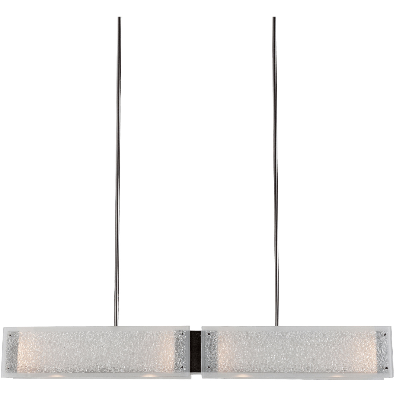 Textured Glass LED 44.4 inch Gilded Brass Linear Pendant Ceiling Light in Frosted Granite, 2700K LED