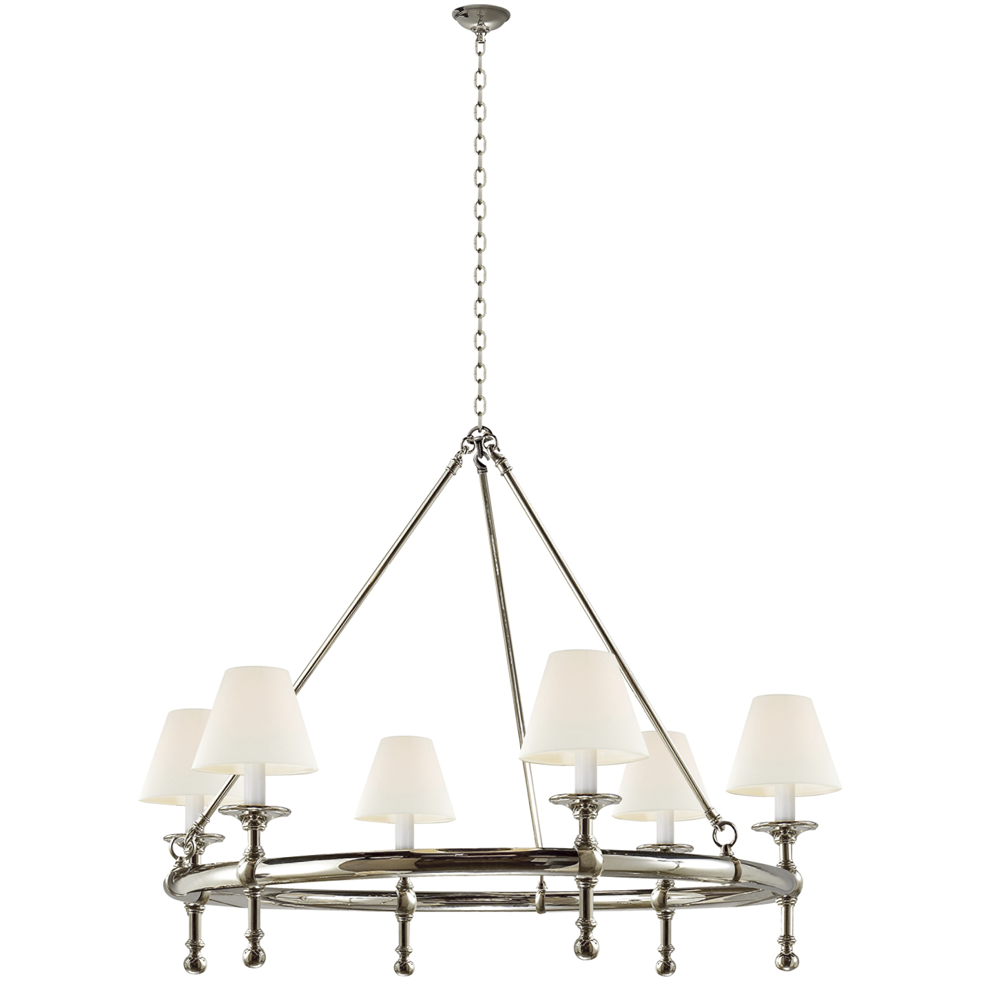 Chapman & Myers Classic2 6 Light 38.5 inch Polished Nickel Ring Chandelier Ceiling Light in Linen