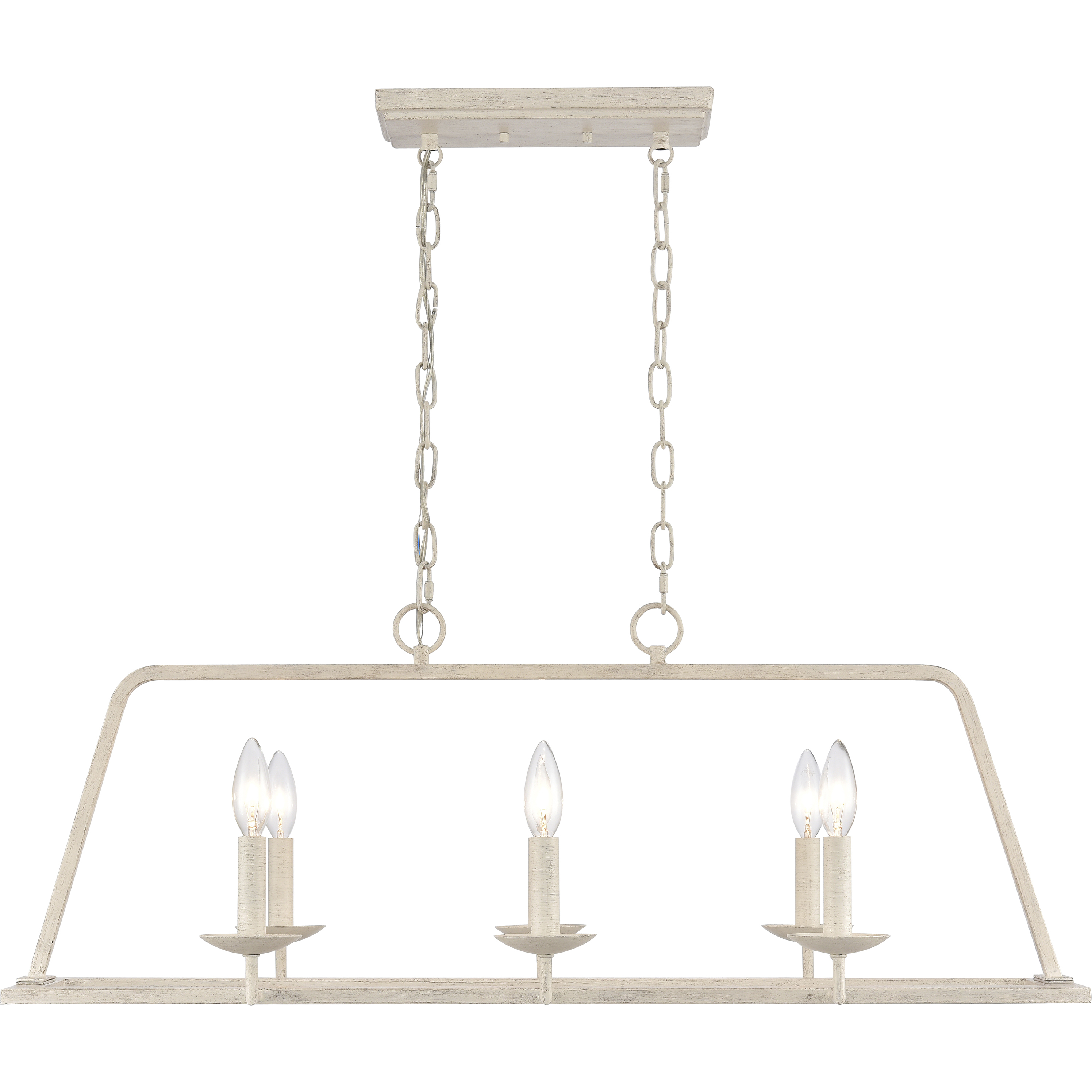 Joanie 6 Light 34 inch Antique White Linear Chandelier Ceiling Light