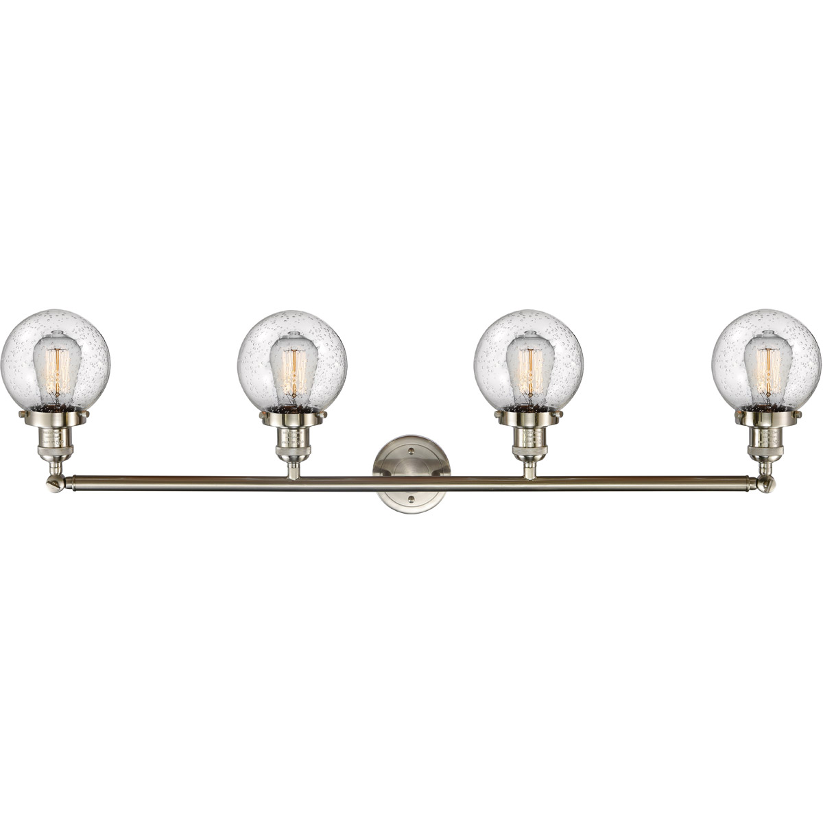 Franklin Restoration Beacon LED 42 inch Brushed Satin Nickel Bath Vanity Light Wall Light in Seedy Glass, Franklin Restoration