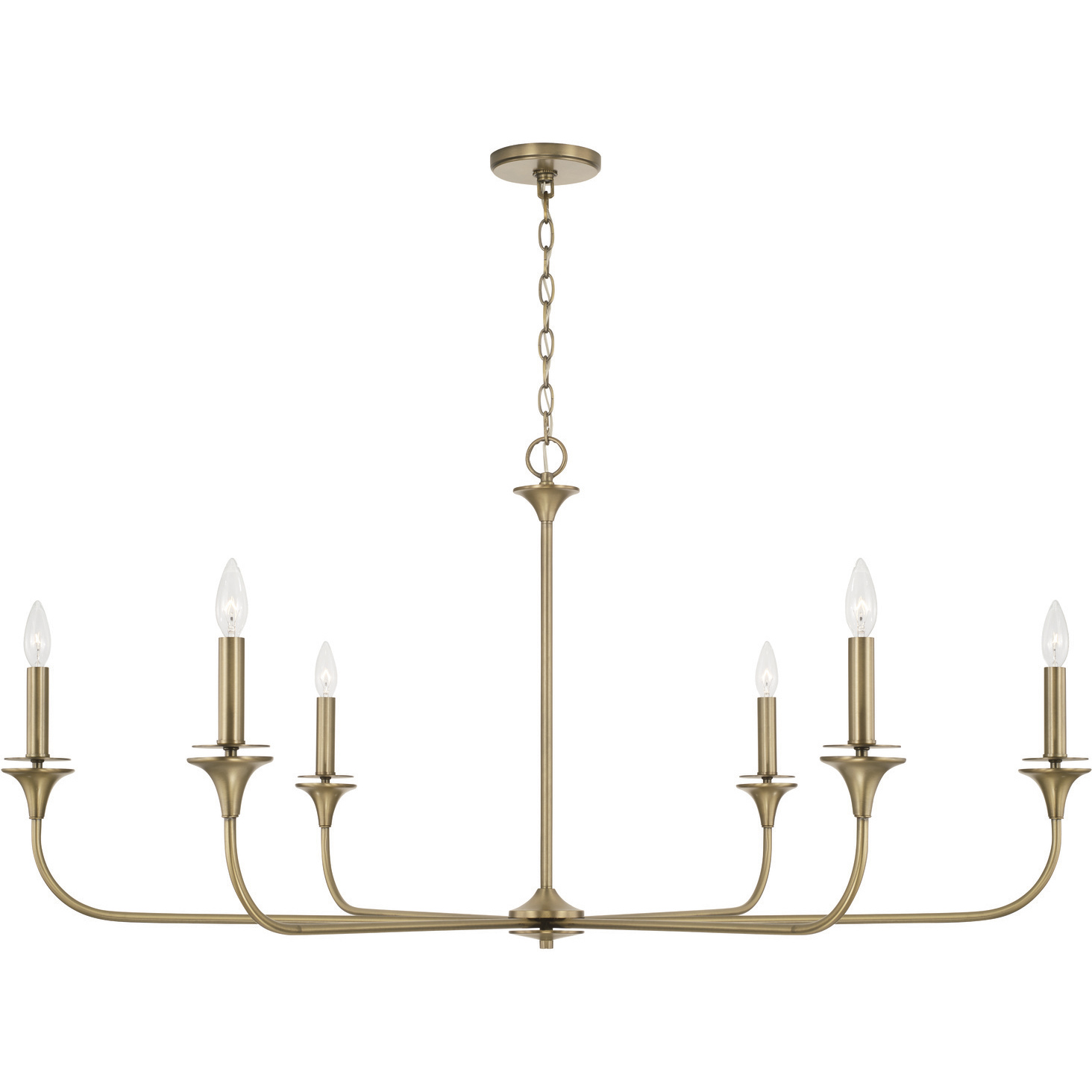HomePlace by Capital Lighting Presley 6 Light 49 inch Aged Brass Chandelier Ceiling Light 448961AD - Open Box