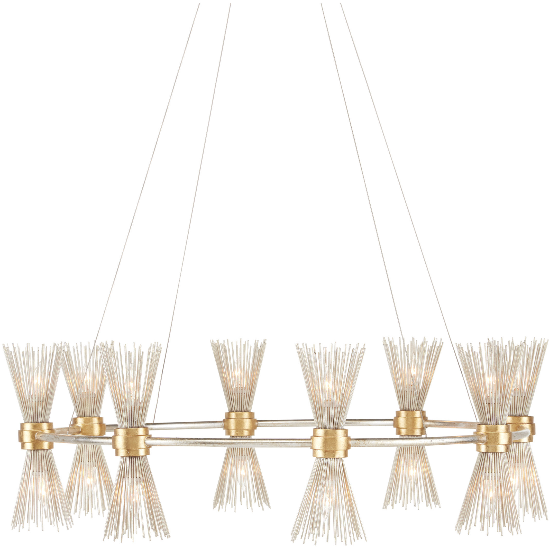 Novatude 16 Light 33.75 inch Contemporary Gold Leaf and Contemporary Silver Leaf Chandelier Ceiling Light