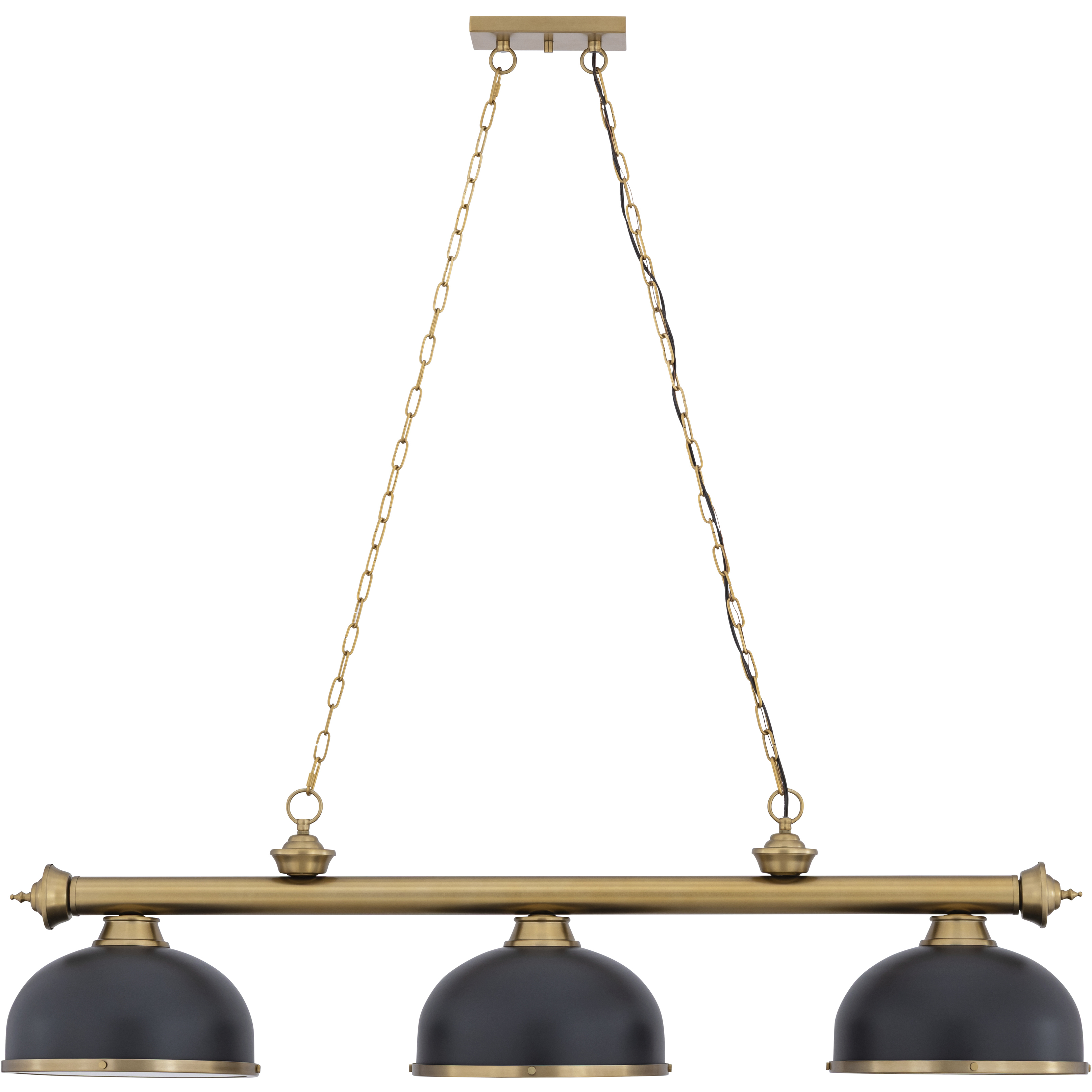 Cordon 3 Light 55.25 inch Heritage Brass Billiard Ceiling Light