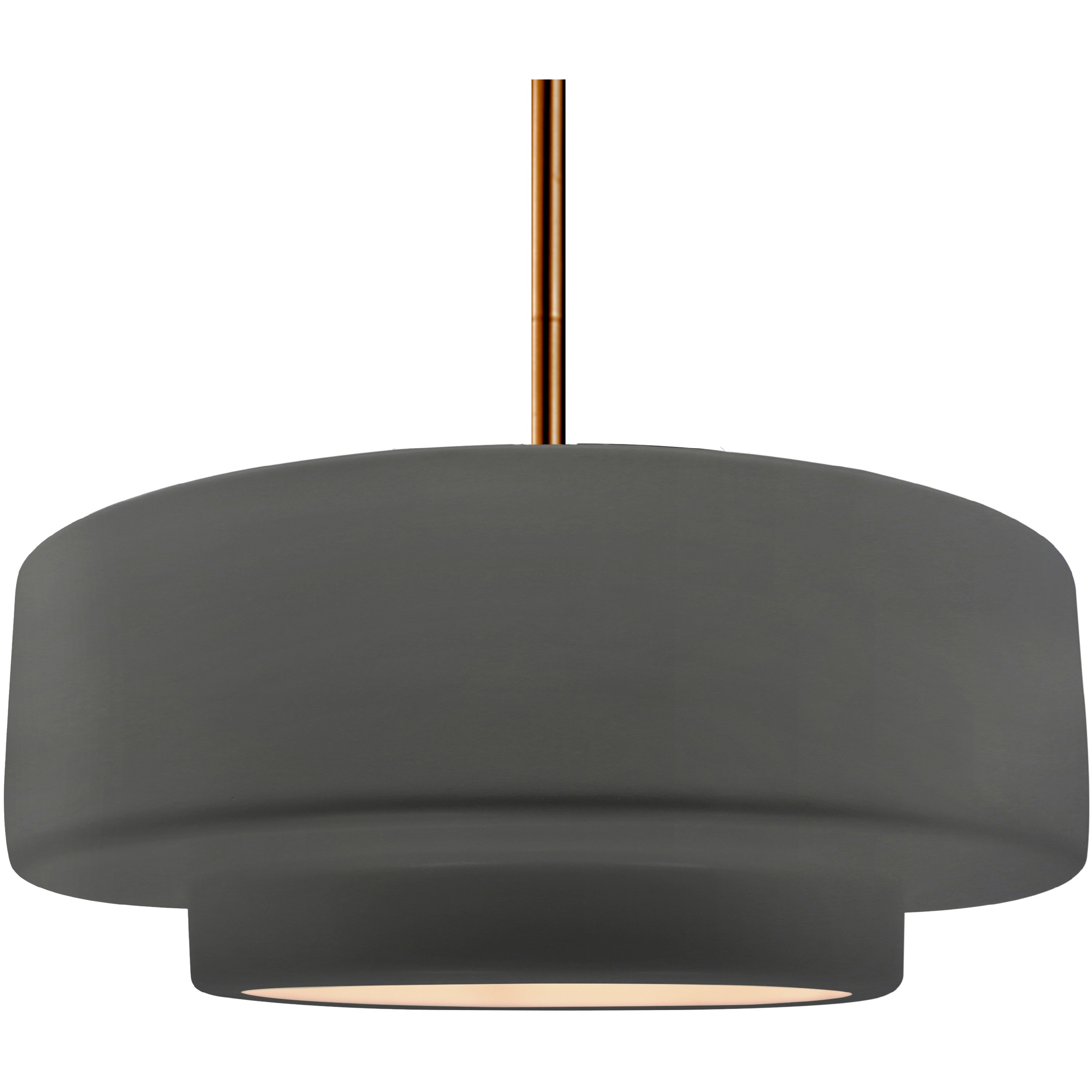 Radiance Collection - Tier Pendant Ceiling Light in Brushed Brass, Replaceable Bulb, Rigid Stem, Gloss Gray, 16.25W x 6H, Form+Finish+Function