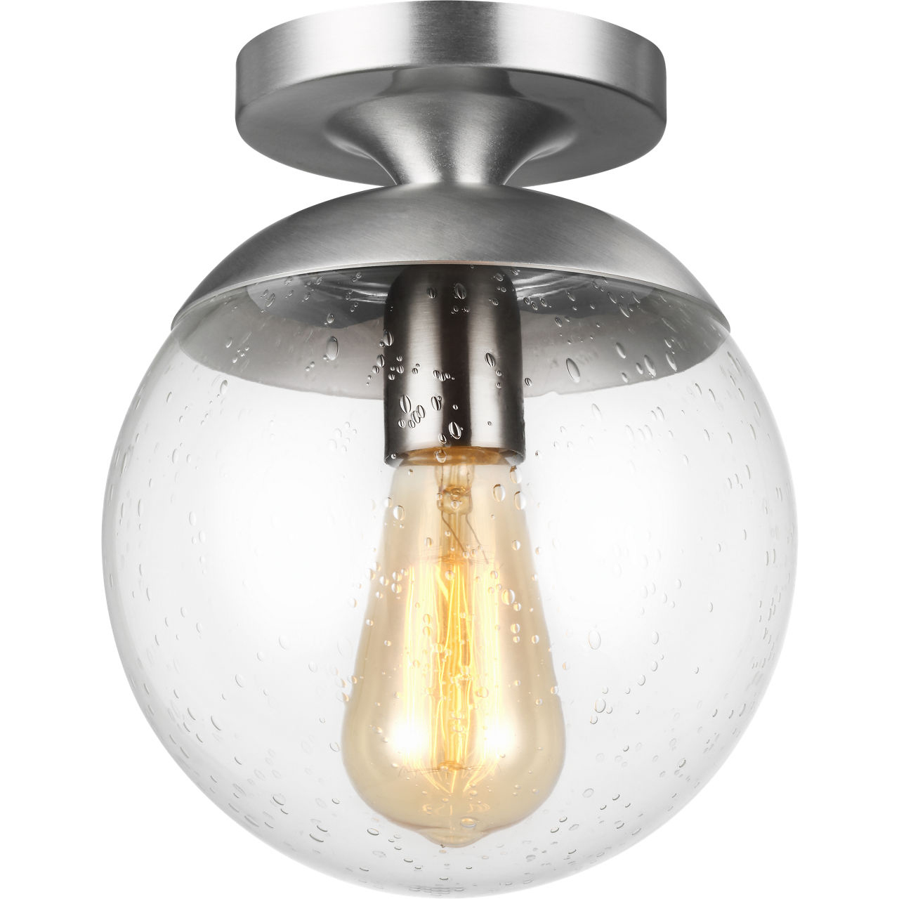 Leo - Hanging Globe 1 Light 8 inch Satin Aluminum Semi-Flush Mount Ceiling Light