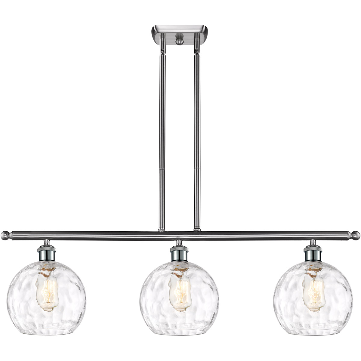 Ballston Athens Water Glass 3 Light 36 inch Brushed Satin Nickel Island Light Ceiling Light
