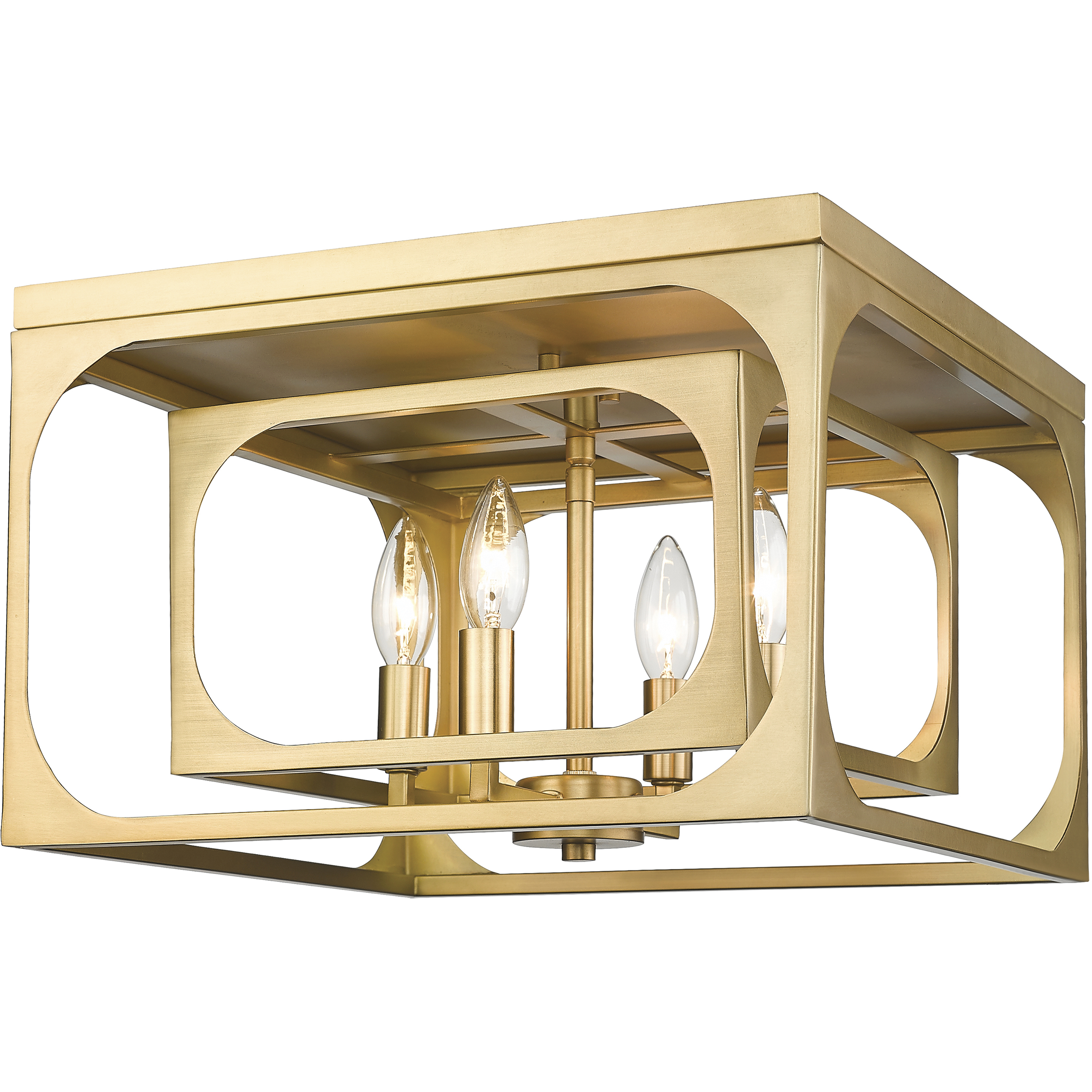 Easton 4 Light 15 inch Rubbed Brass Flush Mount Ceiling Light