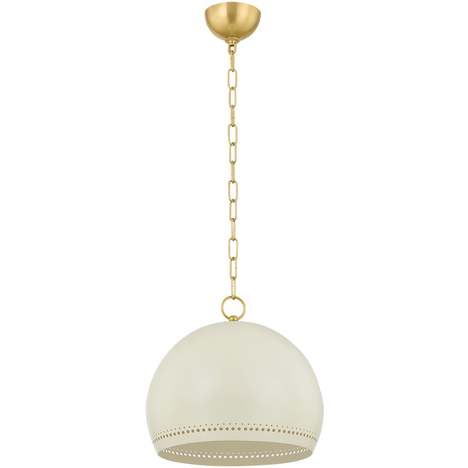 Etna 1 Light 13.5 inch Aged Brass/Soft Cream Pendant Ceiling Light