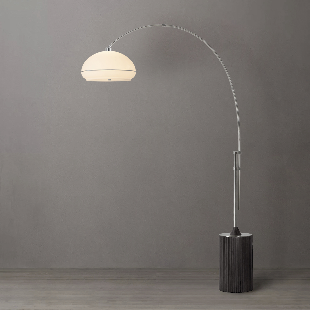 Tambo Morelli 92 inch 14 watt Satin Nickel and Steel Arc Floor Lamp Portable Light