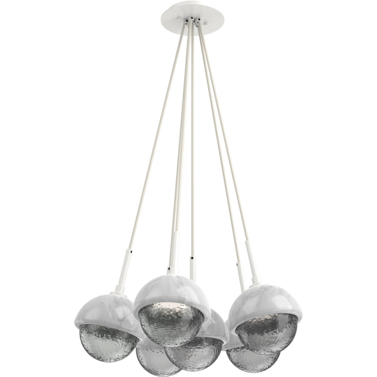 Cabochon LED 18.5 inch Salt White with White Marble Cluster Pendant Ceiling Light in 3000K LED, Smoke