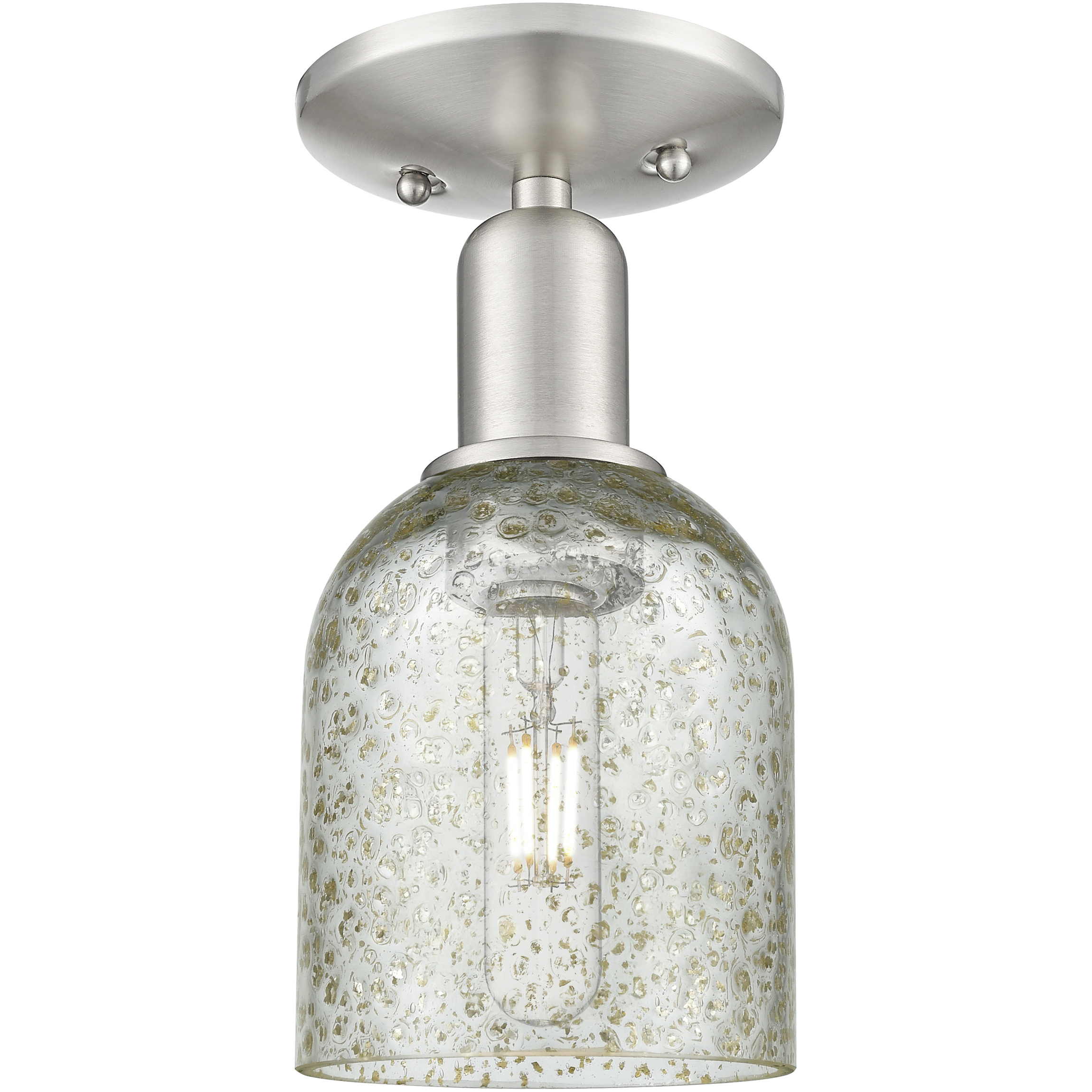 Arcadia Caledonia 1 Light 5 inch Brushed Satin Nickel Semi-Flush Mount Ceiling Light in Mica