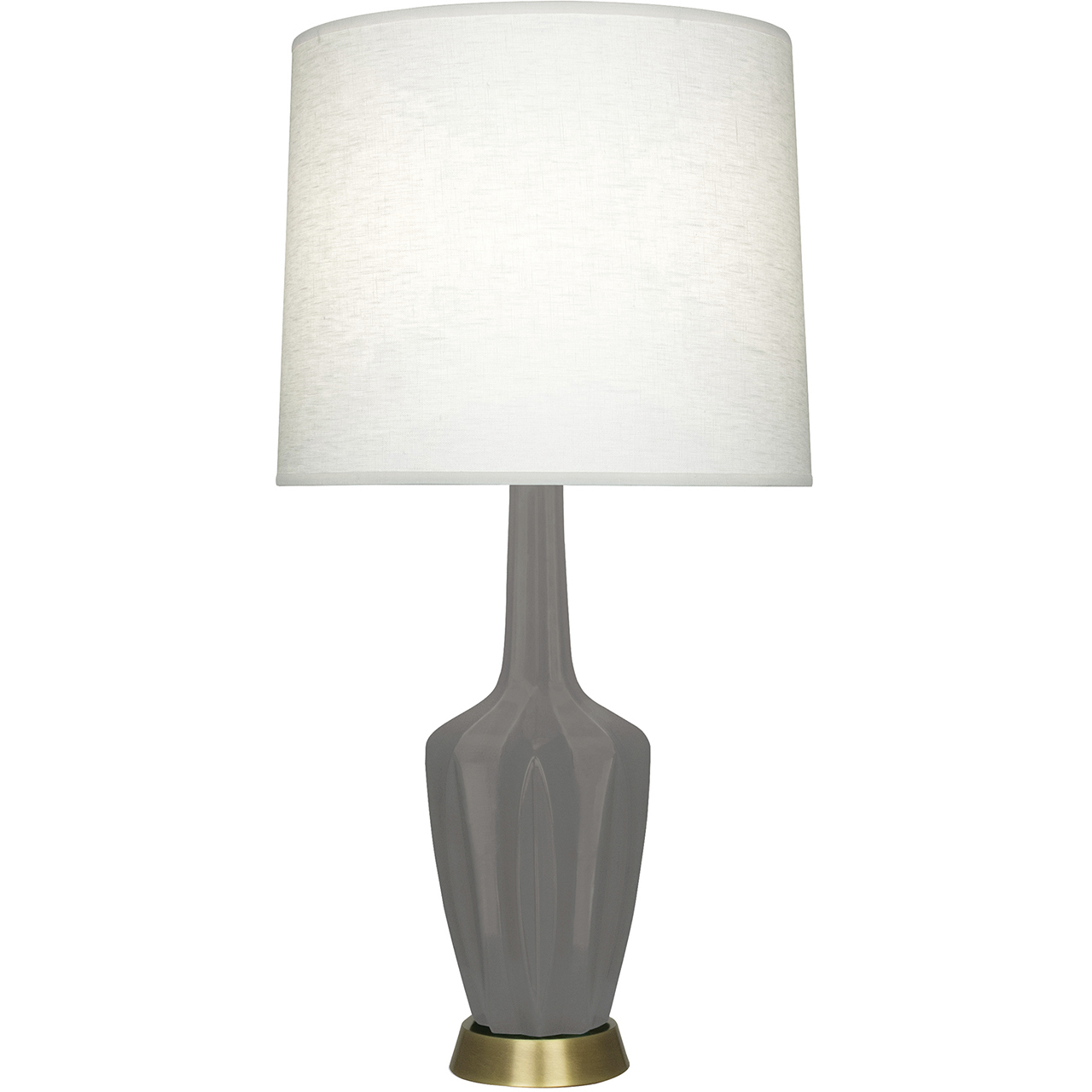 Small Emma 30 inch 150 watt Matte Smokey Taupe Glazed Ceramic with Warm Brass Accent Lamp Portable Light in Matte Smoky Taupe