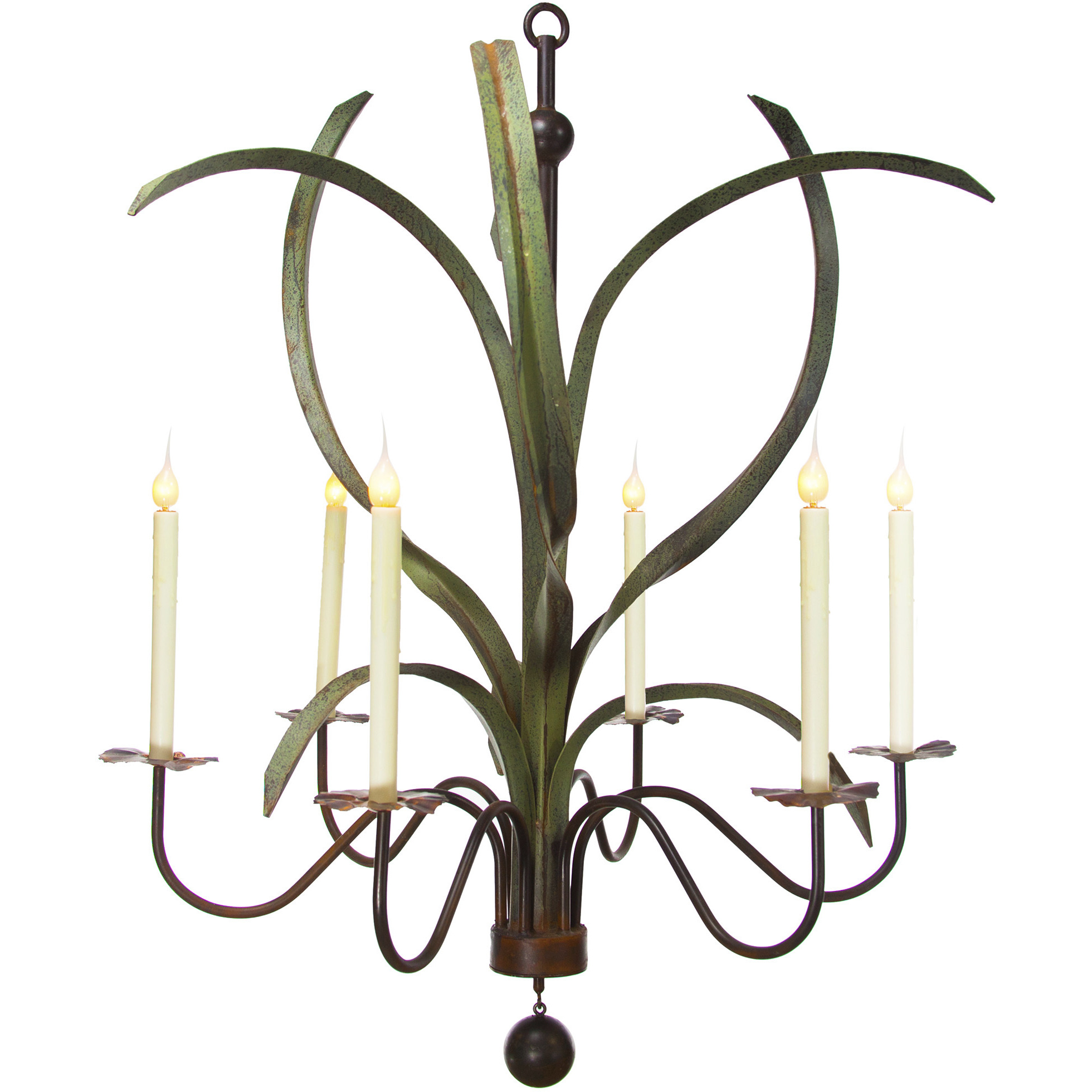 Lowcountry 6 Light Rustic Bronze and Palmetto Chandelier Ceiling Light