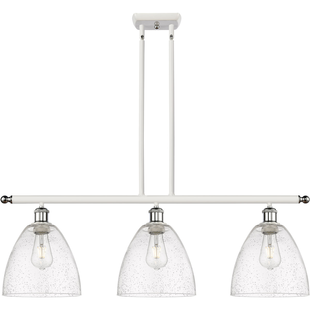 Ballston Ballston Dome LED 36 inch White and Polished Chrome Island Light Ceiling Light in Seedy Glass