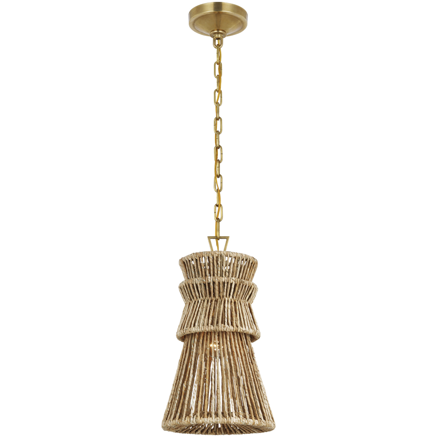Chapman & Myers Antigua LED 10.5 inch Antique-Burnished Brass and Natural Abaca Pendant Ceiling Light