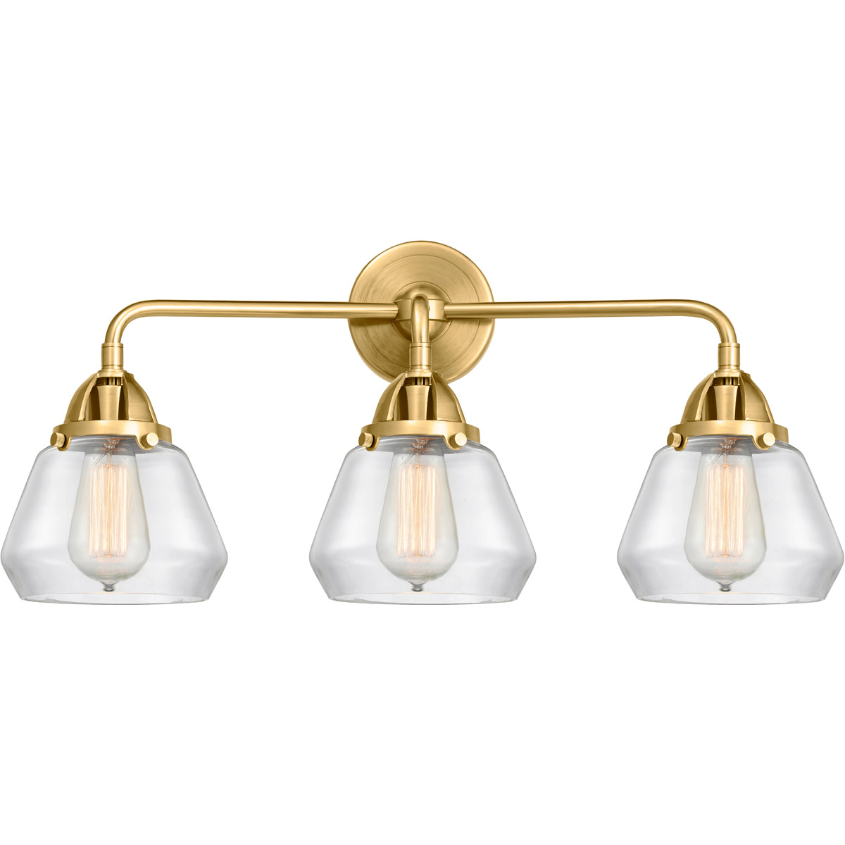 Nouveau 2 Fulton 3 Light 25 inch Satin Gold Bath Vanity Light Wall Light in Clear Glass