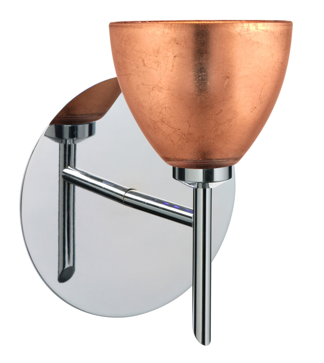 Divi LED 5 inch Chrome Mini Sconce Wall Light in Copper Foil Glass