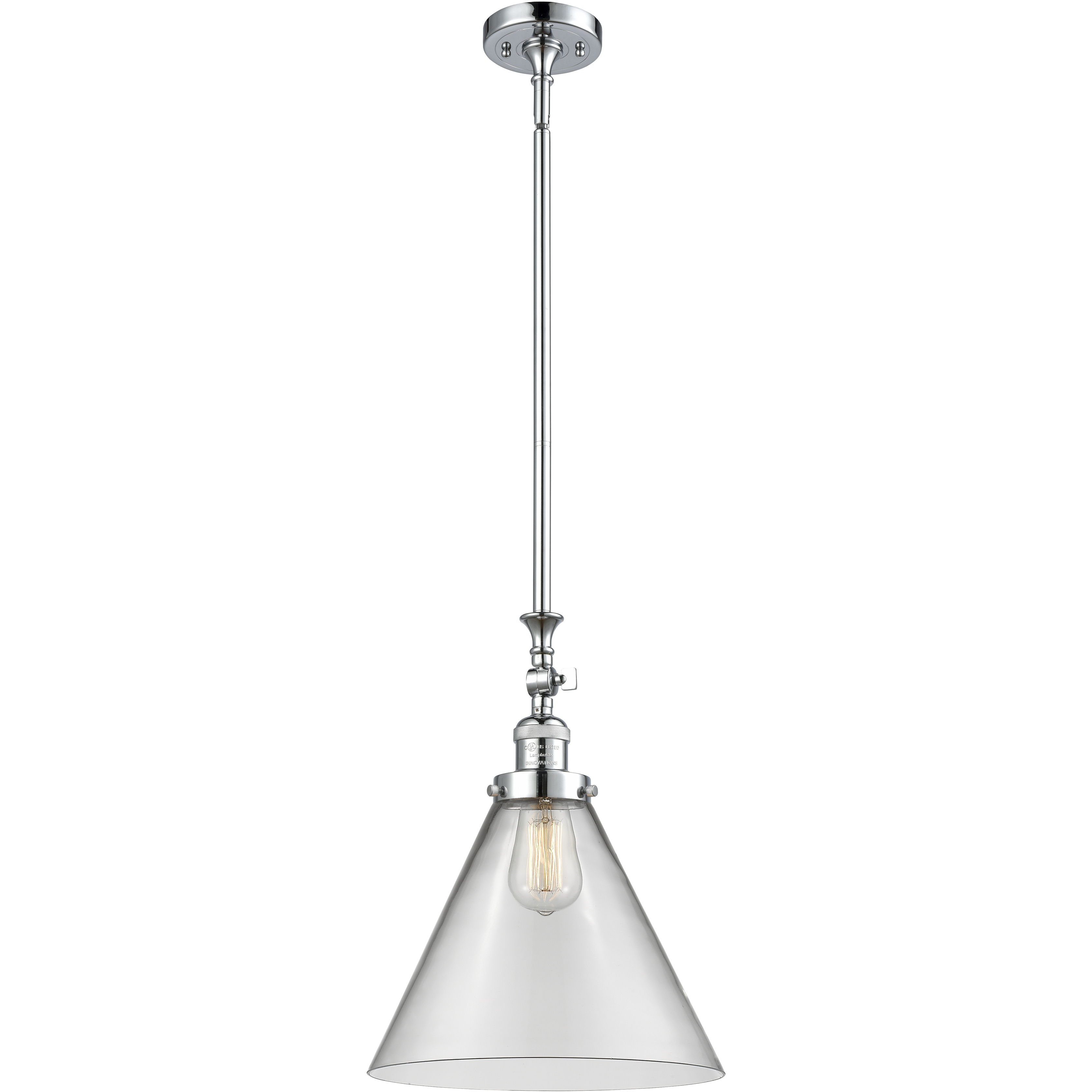 Franklin Restoration Cone LED 12 inch Polished Chrome Mini Pendant Ceiling Light in Clear, Franklin Restoration