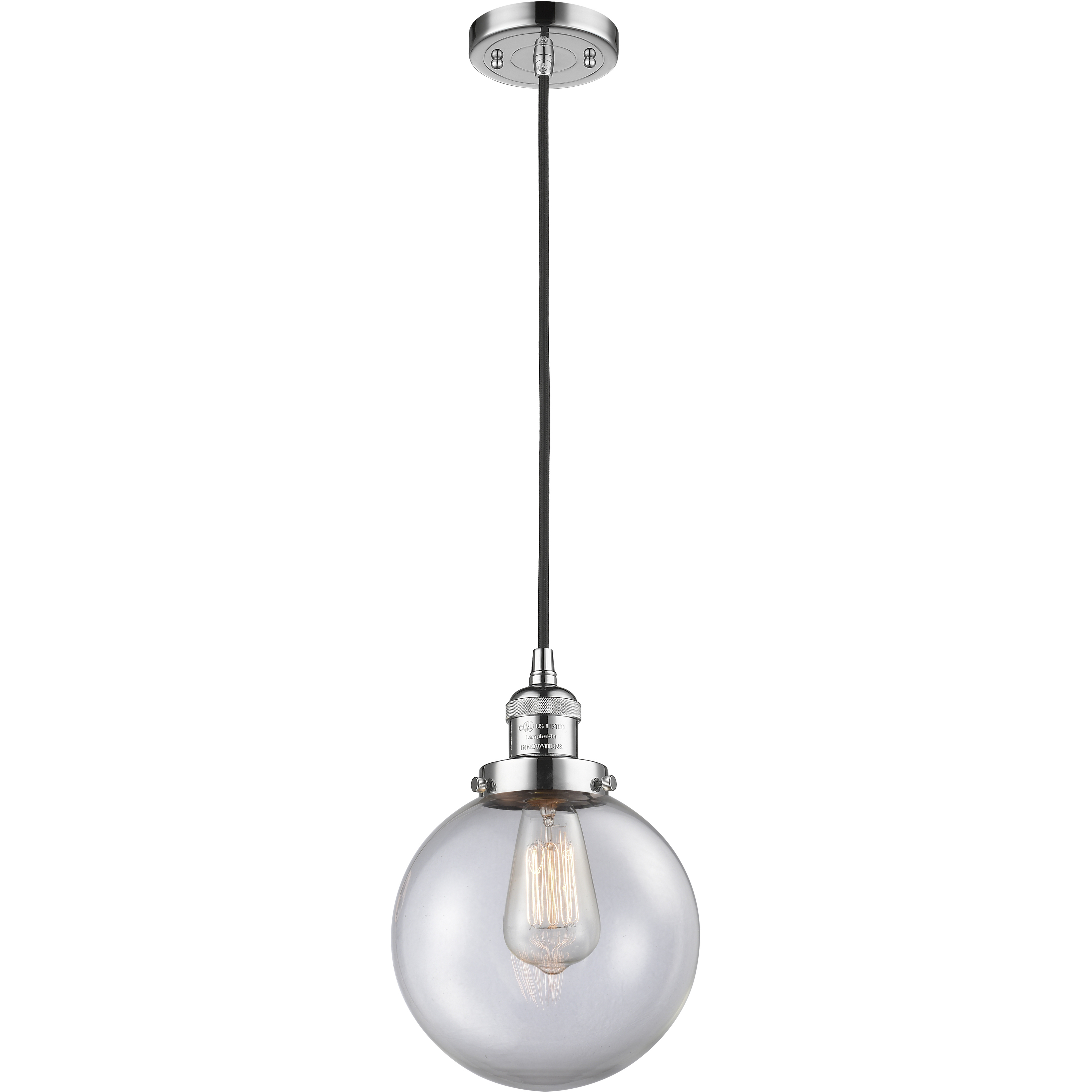 Franklin Restoration Beacon LED 8 inch Polished Chrome Mini Pendant Ceiling Light in Clear, Franklin Restoration