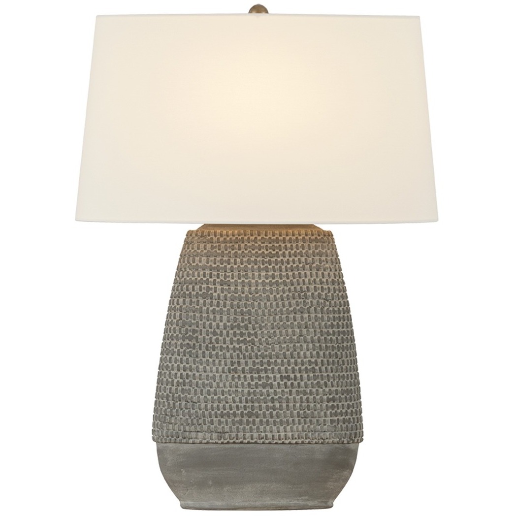 Waylen 27 inch 15 watt Patina Brass and Ceramic Grey Calathus Table Lamp Portable Light