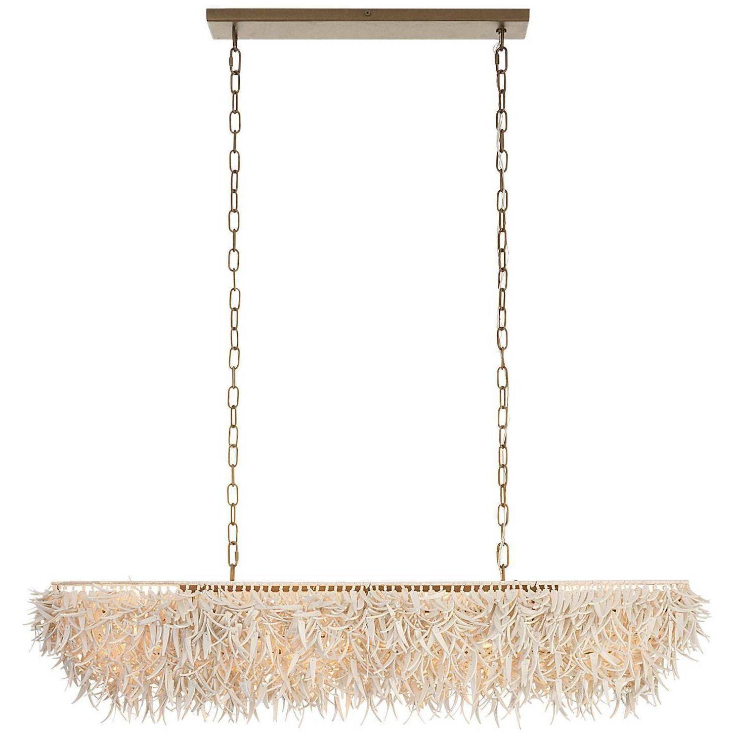 Cabo 6 Light 57 inch Ivory and Antique Brass Linear Chandelier Ceiling Light