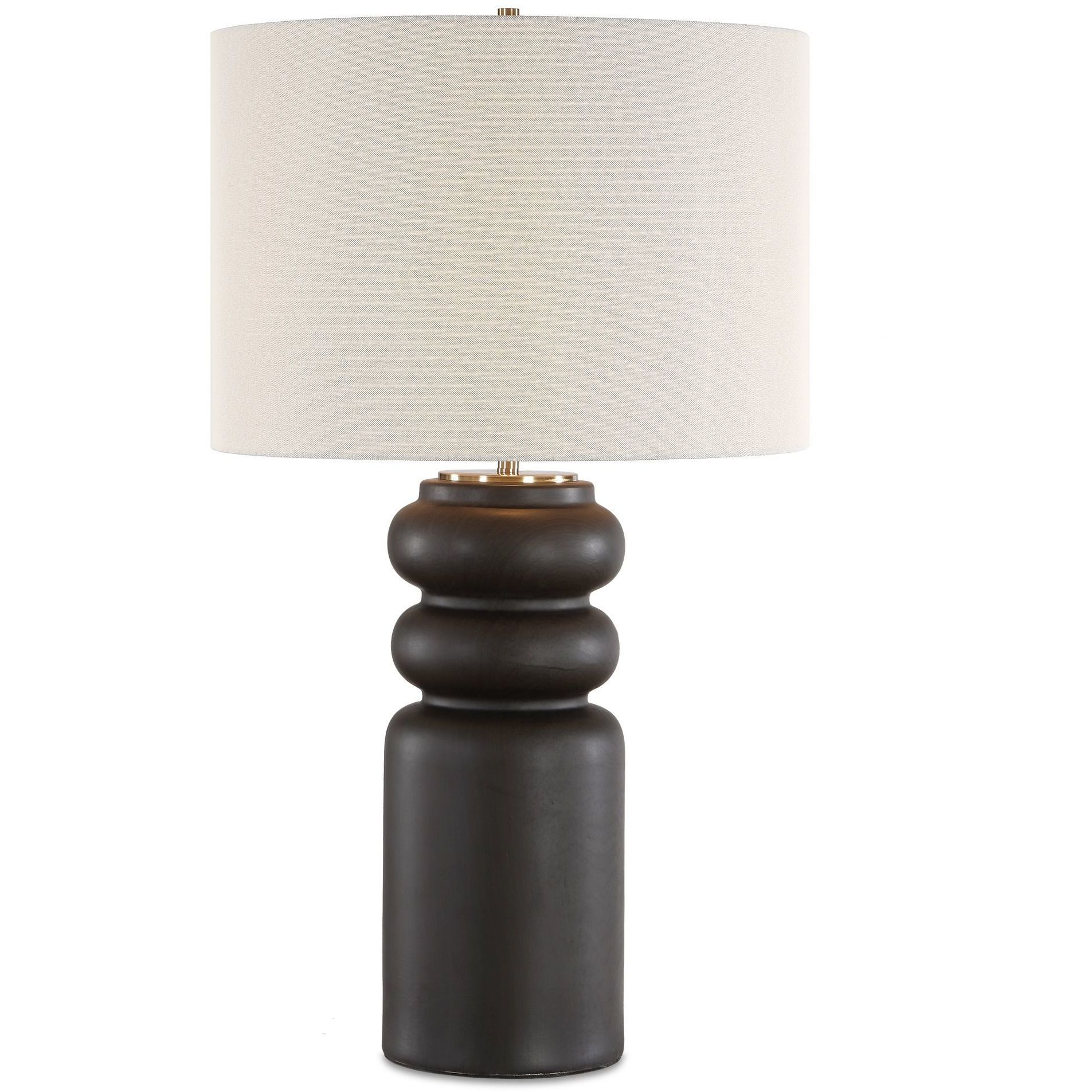 Macon 29.5 inch 150 watt Matte Black Glaze and Antique Brass Table Lamp Portable Light
