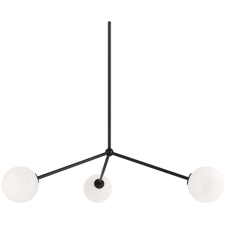Novo 3 Light 31.13 inch Black Pendant Ceiling Light in Black and Opal Glass