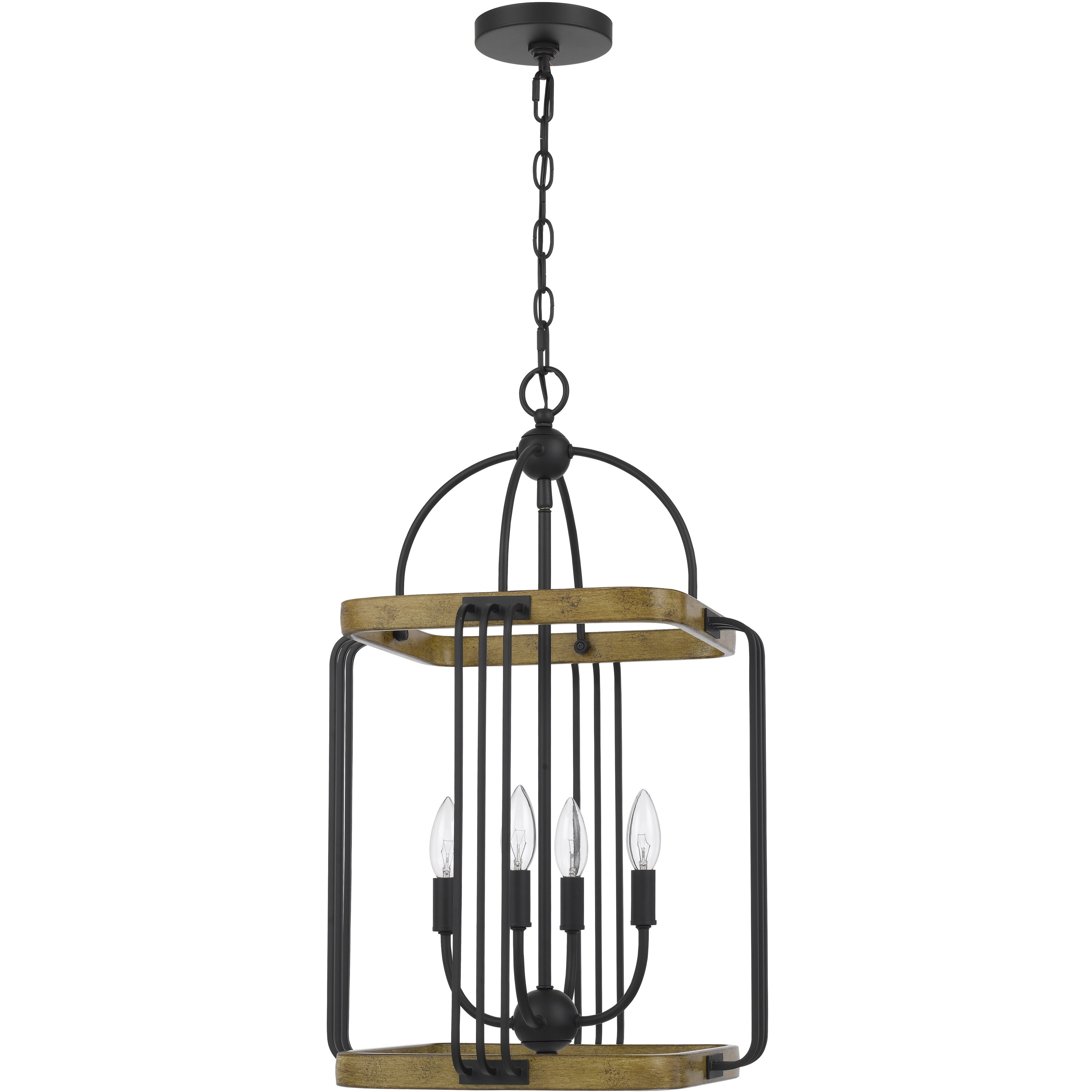 Ripon 4 Light 15.75 inch Iron/Oak Chandelier Ceiling Light