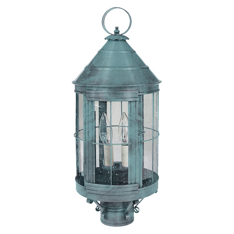 Heal 2 Light 21 inch Verdi Gris Post Lamp in Two 60W Candelabra, Seedy Marine Glass