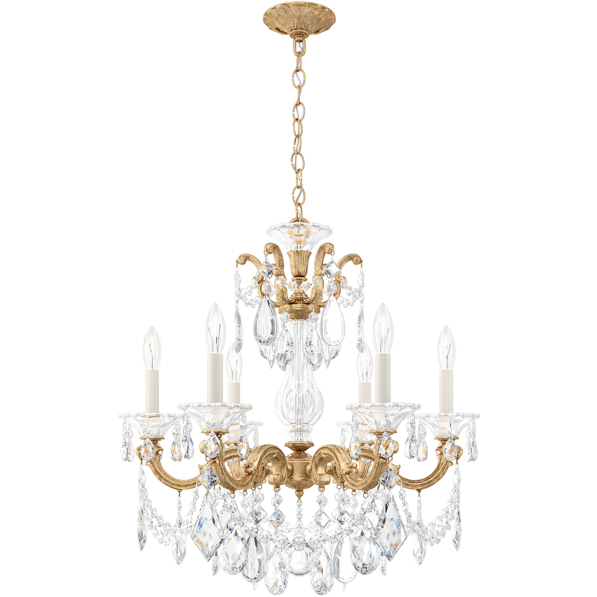 La Scala 6 Light 23 inch French Gold Chandelier Ceiling Light in French Gold Cast