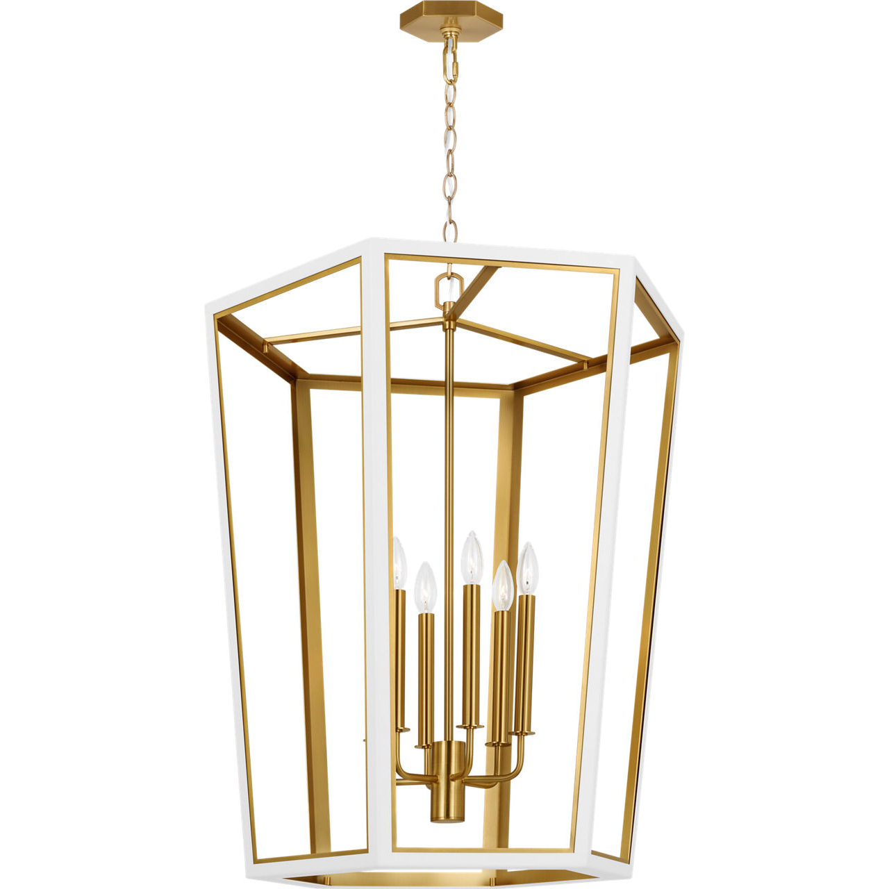 AH by Alexa Hampton Curt 6 Light 26.63 inch Matte White Lantern Chandelier Ceiling Light