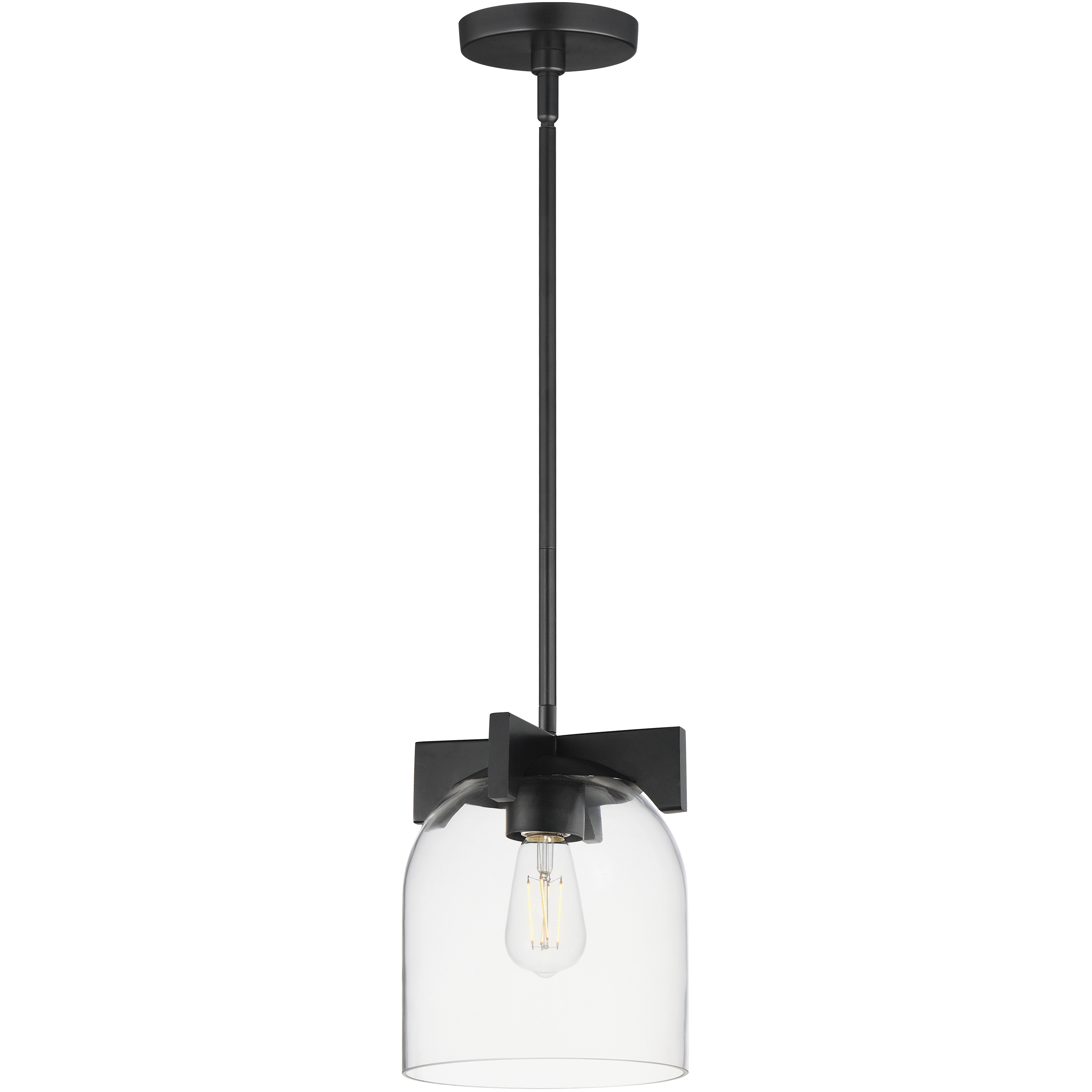 Scoop 1 Light 8 inch Black Single Pendant Ceiling Light in Clear