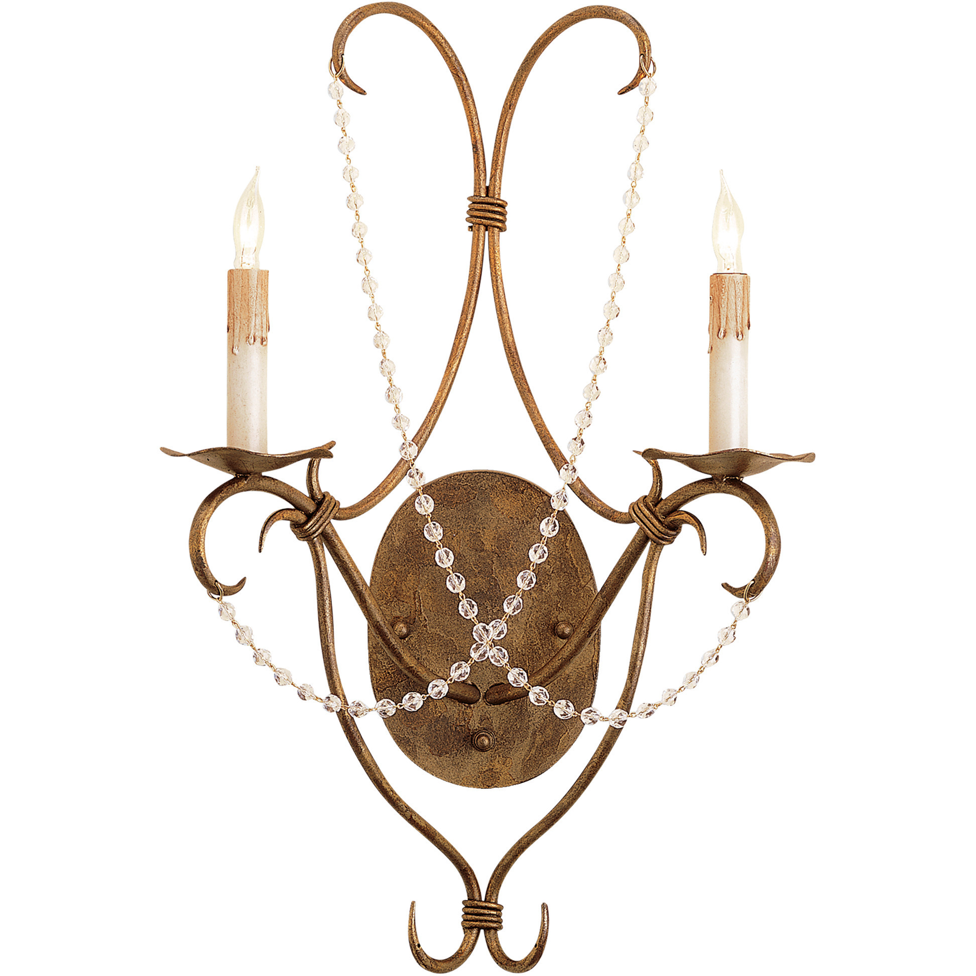 Crystal Lights 2 Light 14 inch Rhine Gold Wall Sconce Wall Light