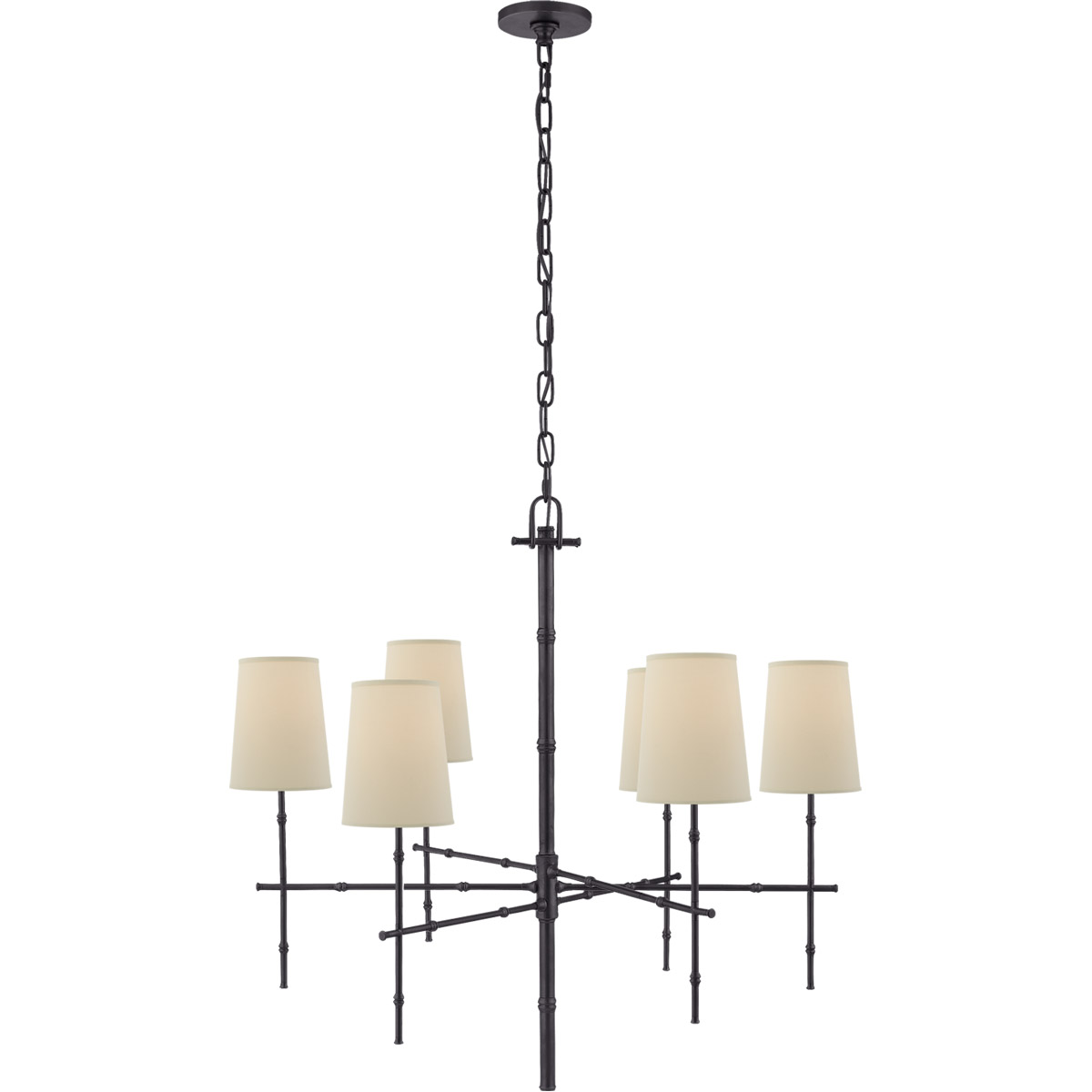 Grenol 6 Light 33.25 inch Bronze Chandelier Ceiling Light in Natural Percale, Medium