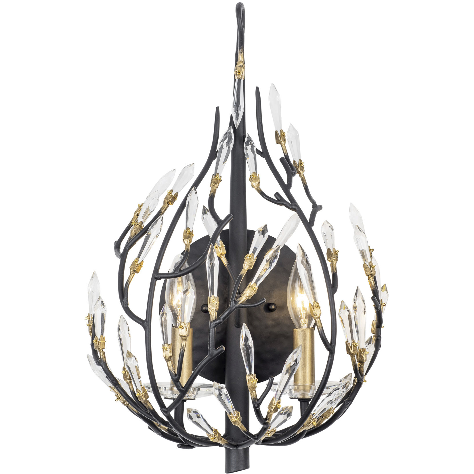 Bask 2 Light 12 inch Matte Black and French Gold Wall Sconce Wall Light in Matte Black/French Gold