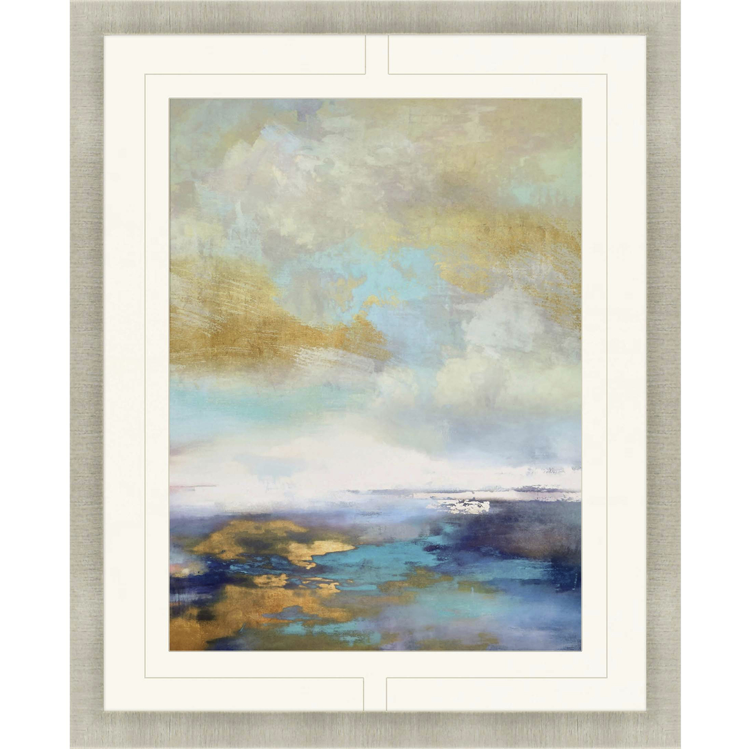 Iridescence / Opaline Blue and Turquoise and Yellow and Gray Framed Art