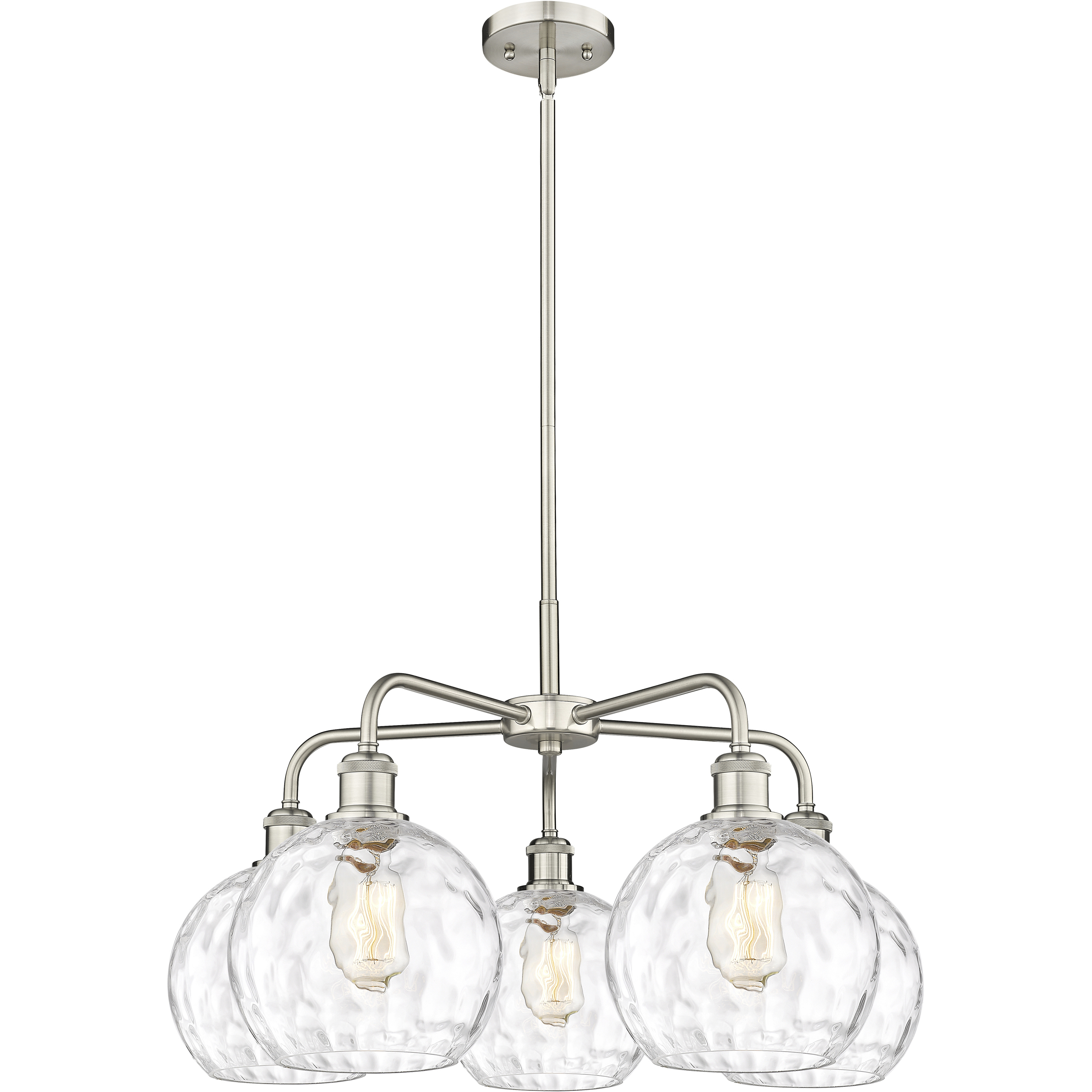 Athens Water Glass 5 Light 26 inch Satin Nickel Chandelier Ceiling Light