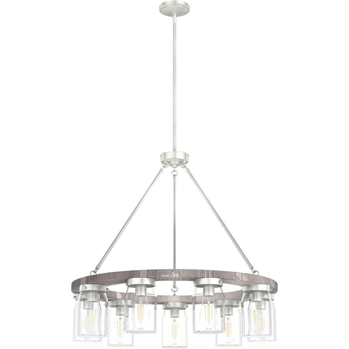 Devon Park 9 Light 31 inch Brushed Nickel and Grey Wood Chandelier Ceiling Light