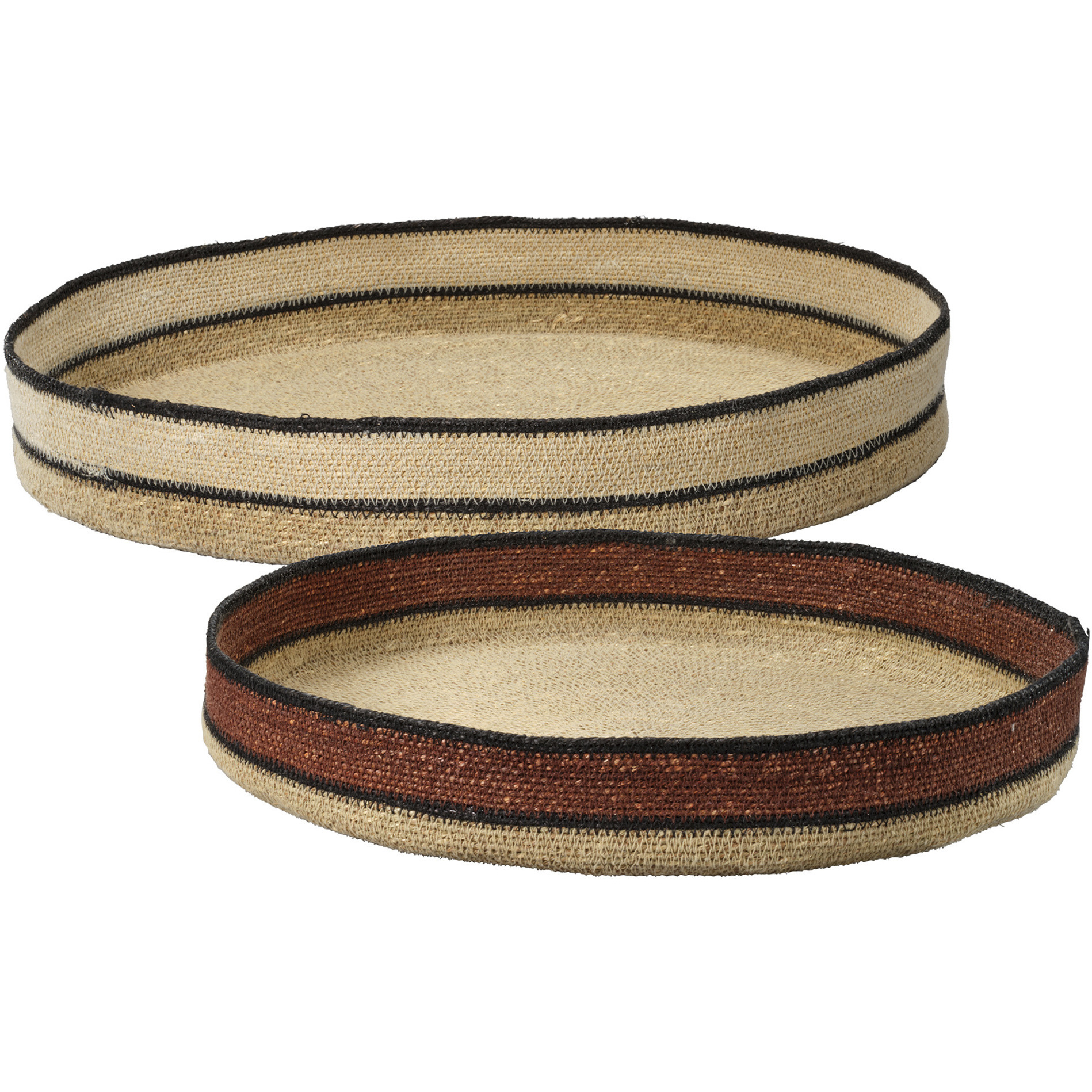 Scarab Natural and Rust and Black Trays, Inline, Set of 2