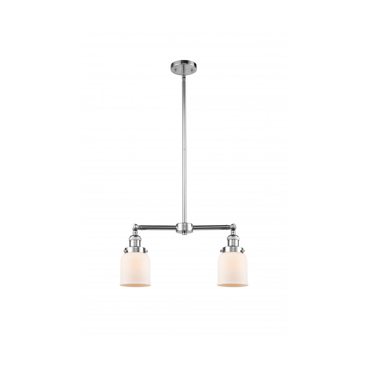 Franklin Restoration Small Bell 2 Light 21 inch Polished Chrome Chandelier Ceiling Light in Matte White Glass, Franklin Restoration