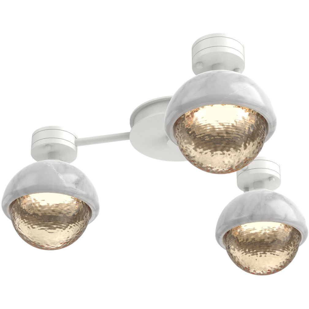Cabochon Sconce & Flush Mount Wall Light in 3000K LED, Amber, Salt White with White Marble, Hub & Spoke